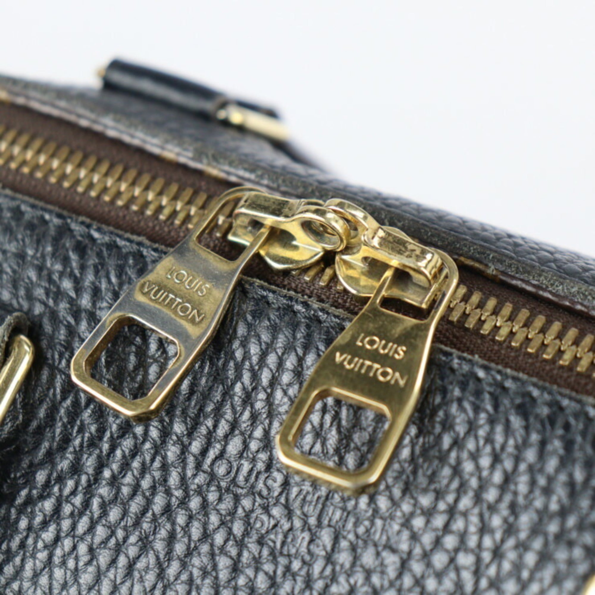 Louis Vuitton Black Brown Monogram Monogram Leather Boston Bag Handbag Shoulder Bag Tote Bag (Pre-Owned)