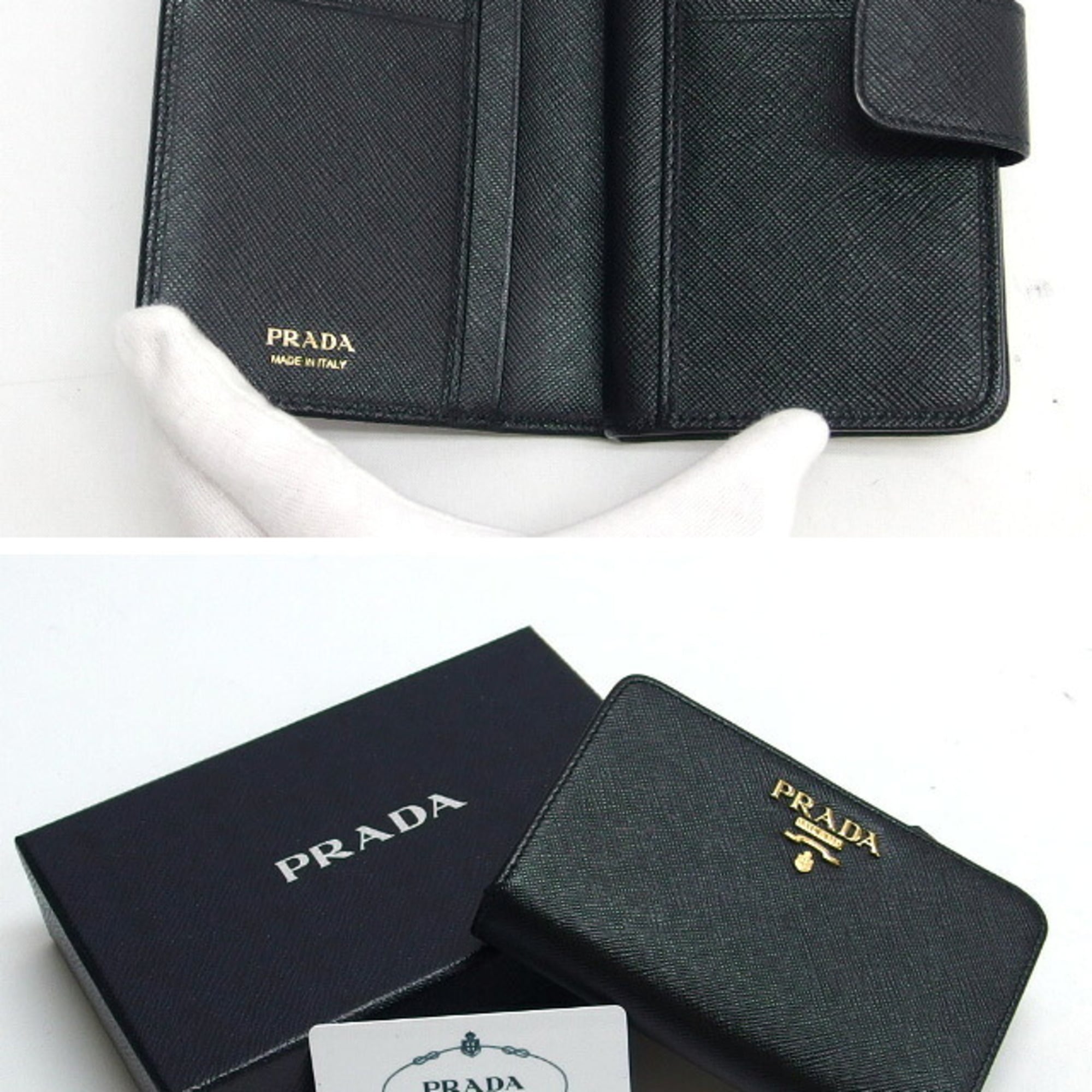Prada Saffiano Black Nero Leather Wallet (Bi-Fold) (Pre-Owned)