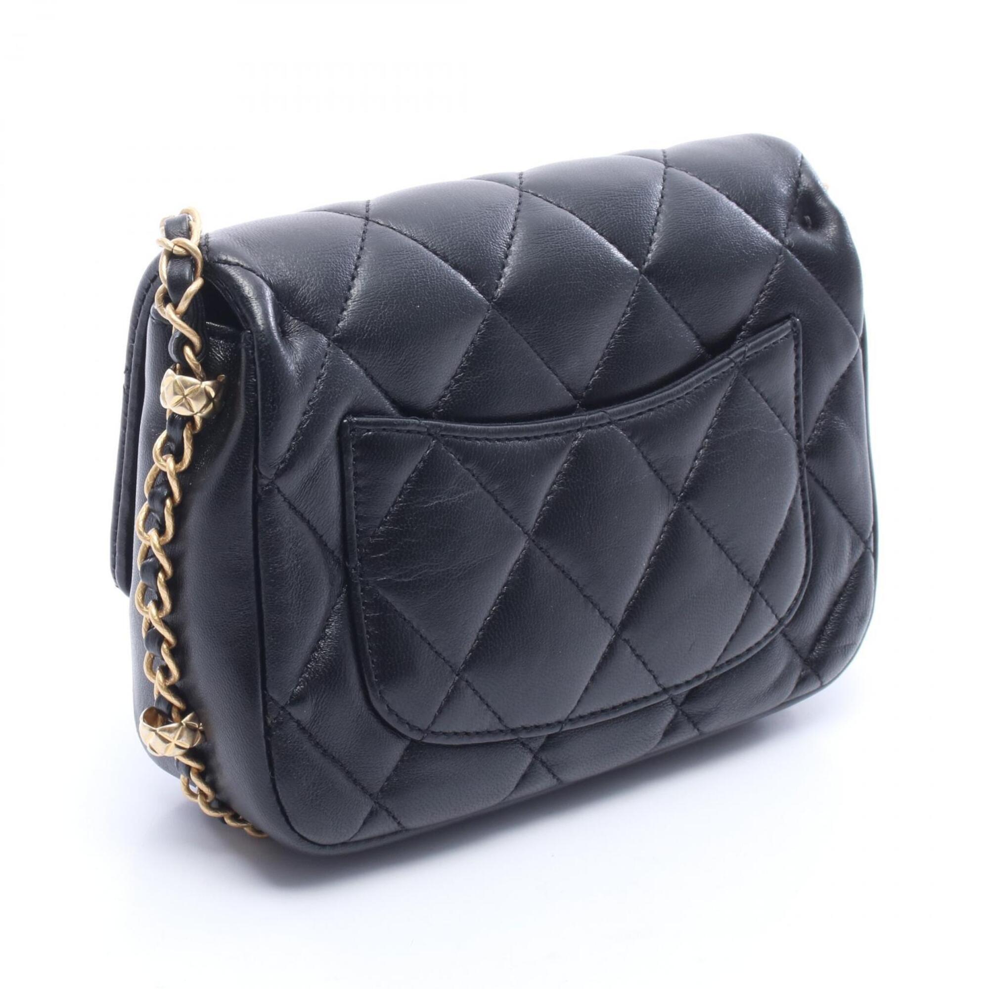 Chanel Black Leather Handbag Shoulder Bag (Pre-Owned)
