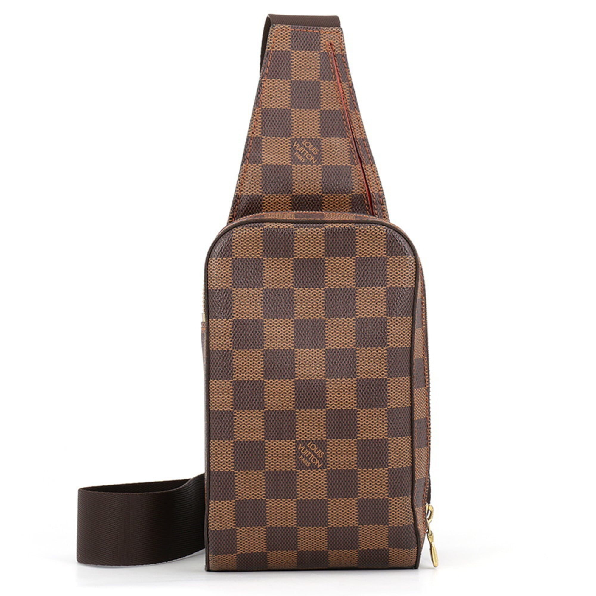 Louis Vuitton Brown Damier Canvas Ebene Exotic Leather Handbag Pouch Shoulder Bag Sling Bag (Pre-Owned)