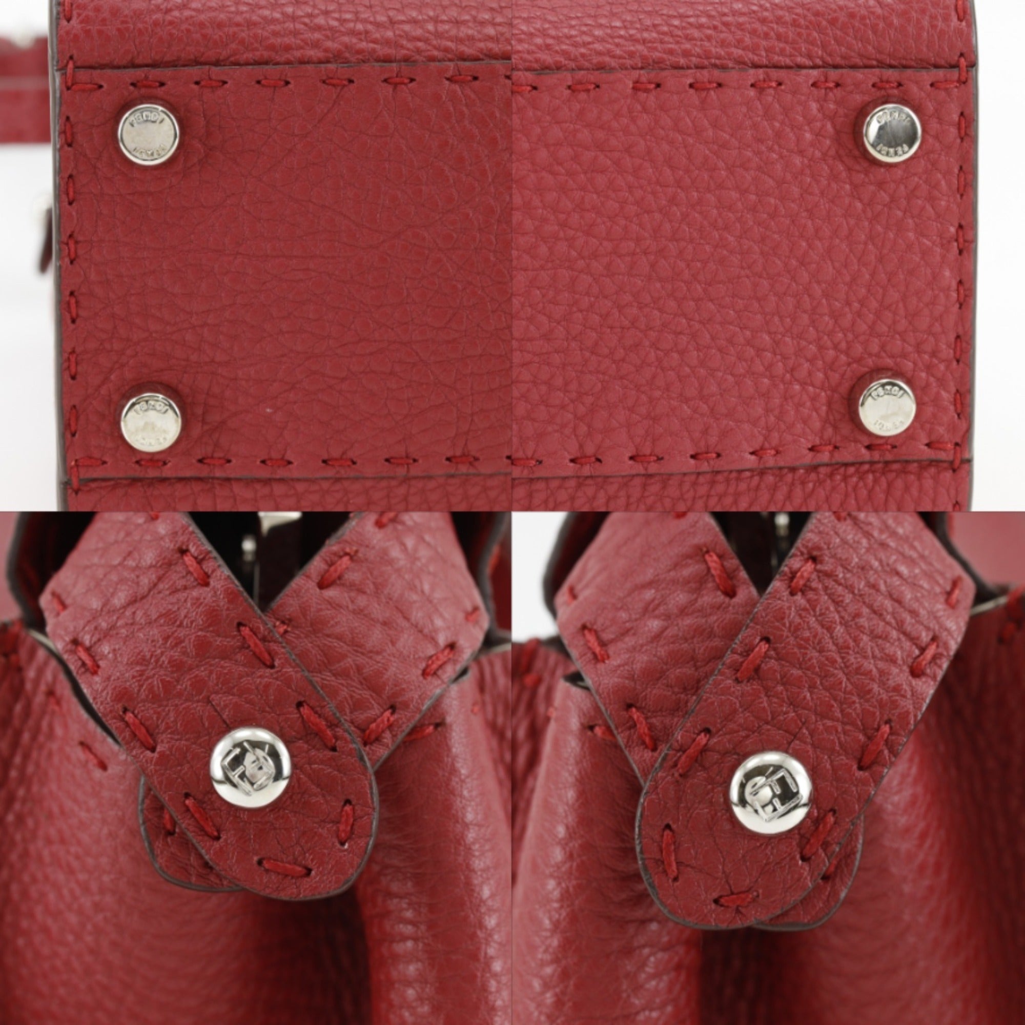 Fendi Red Color Leather Handbag (Pre-Owned)