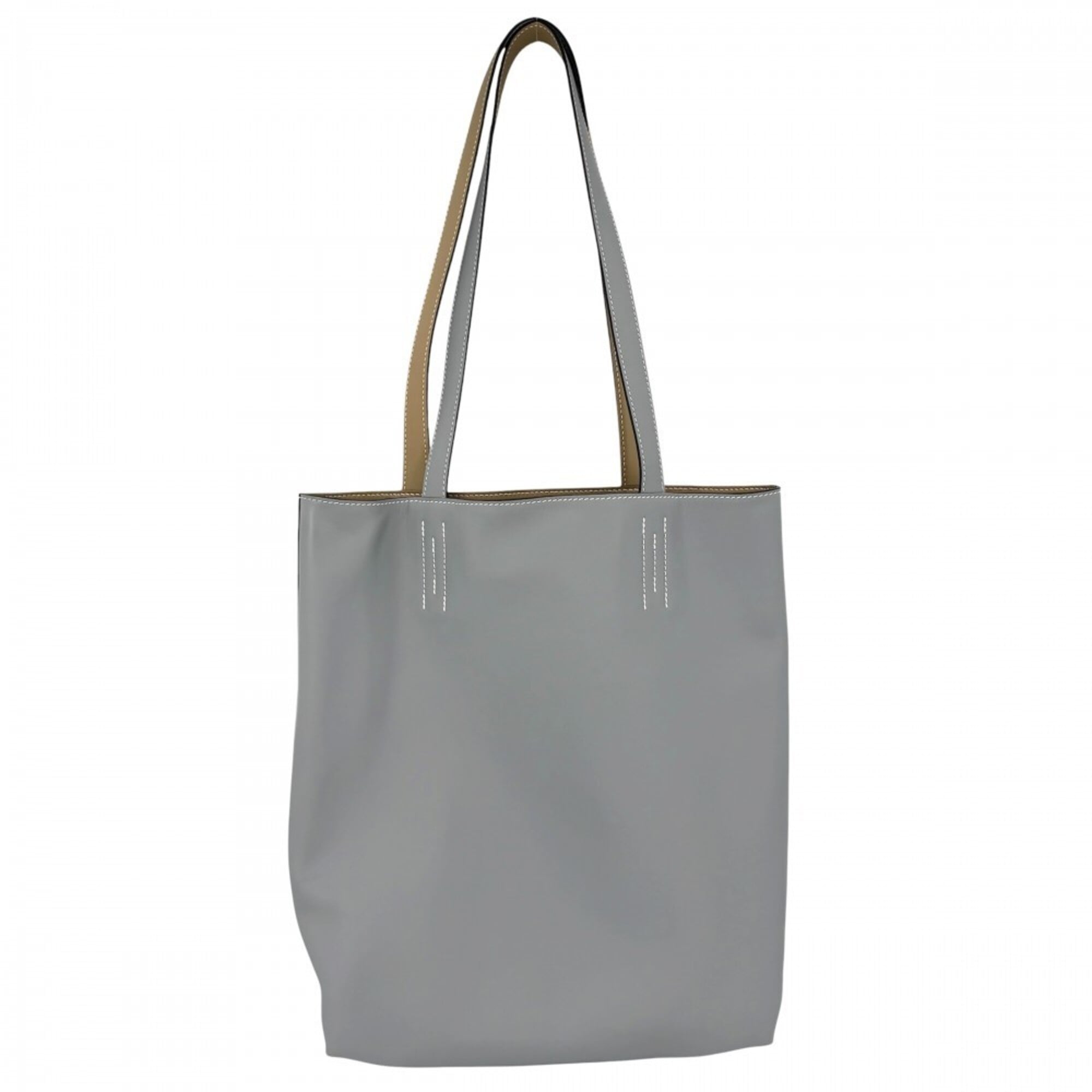 Hermes Brown Gray Leather Handbag Tote Bag (Pre-Owned)