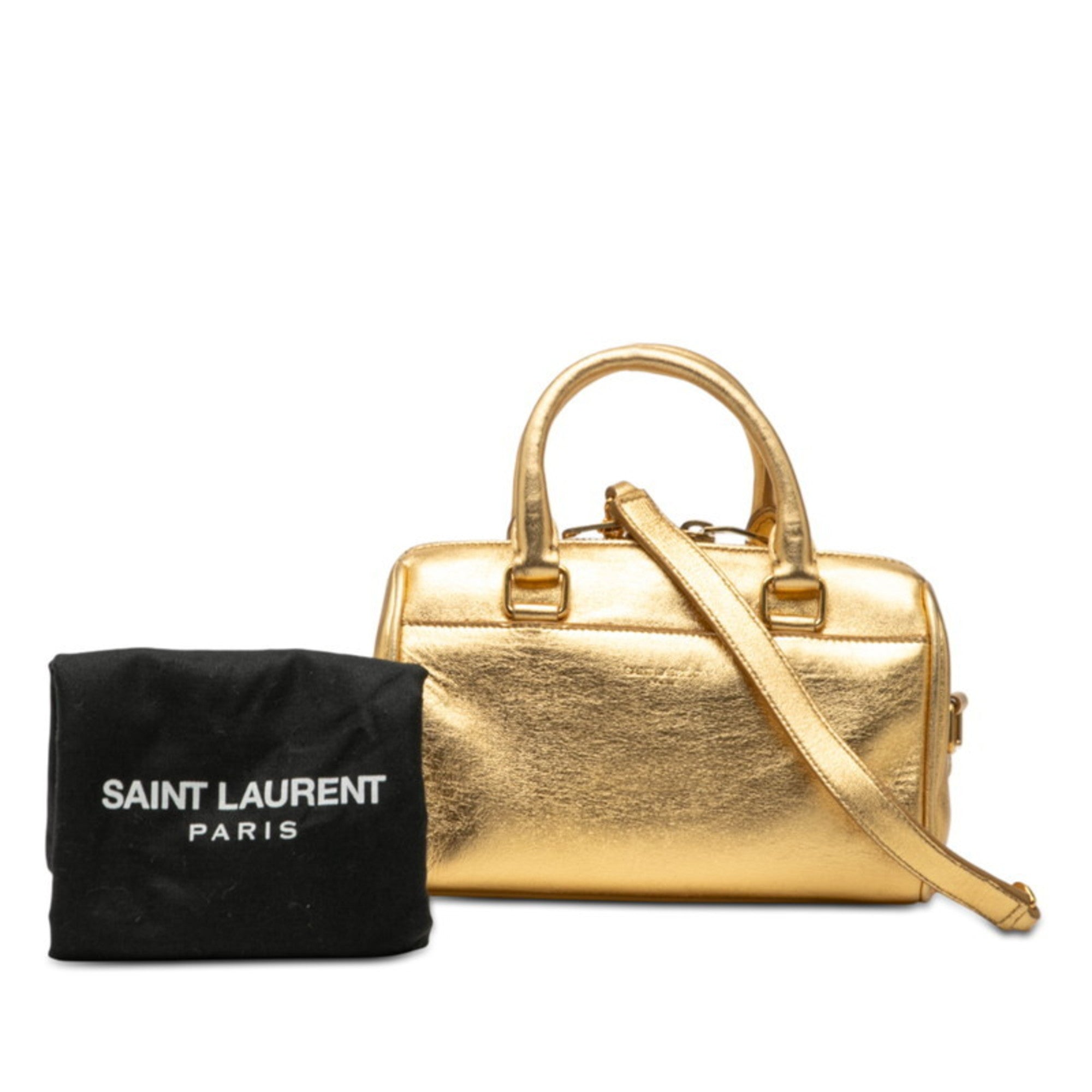 Saint Laurent Gold Leather Handbag Shoulder Bag (Pre-Owned)