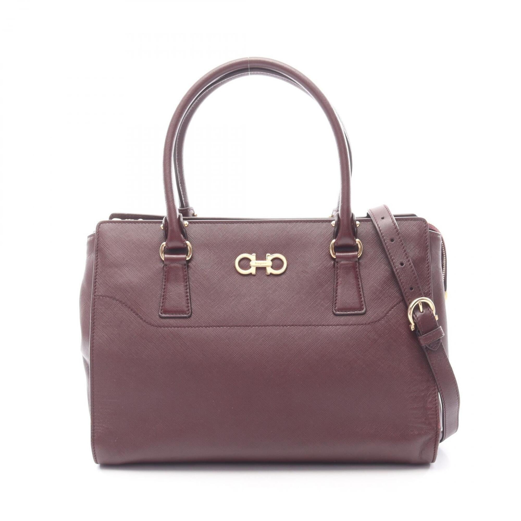Salvatore Ferragamo Bordeaux Leather Handbag (Pre-Owned)