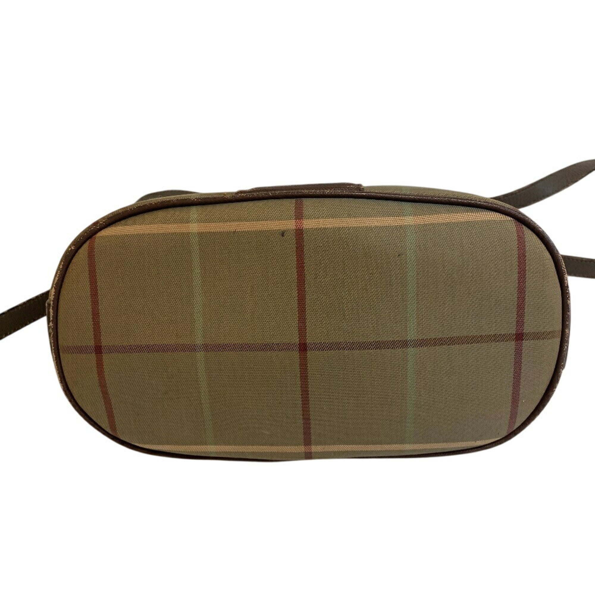 Burberry Burberrys Brown Green Khaki Canvas Shoulder Bag (Pre-Owned)
