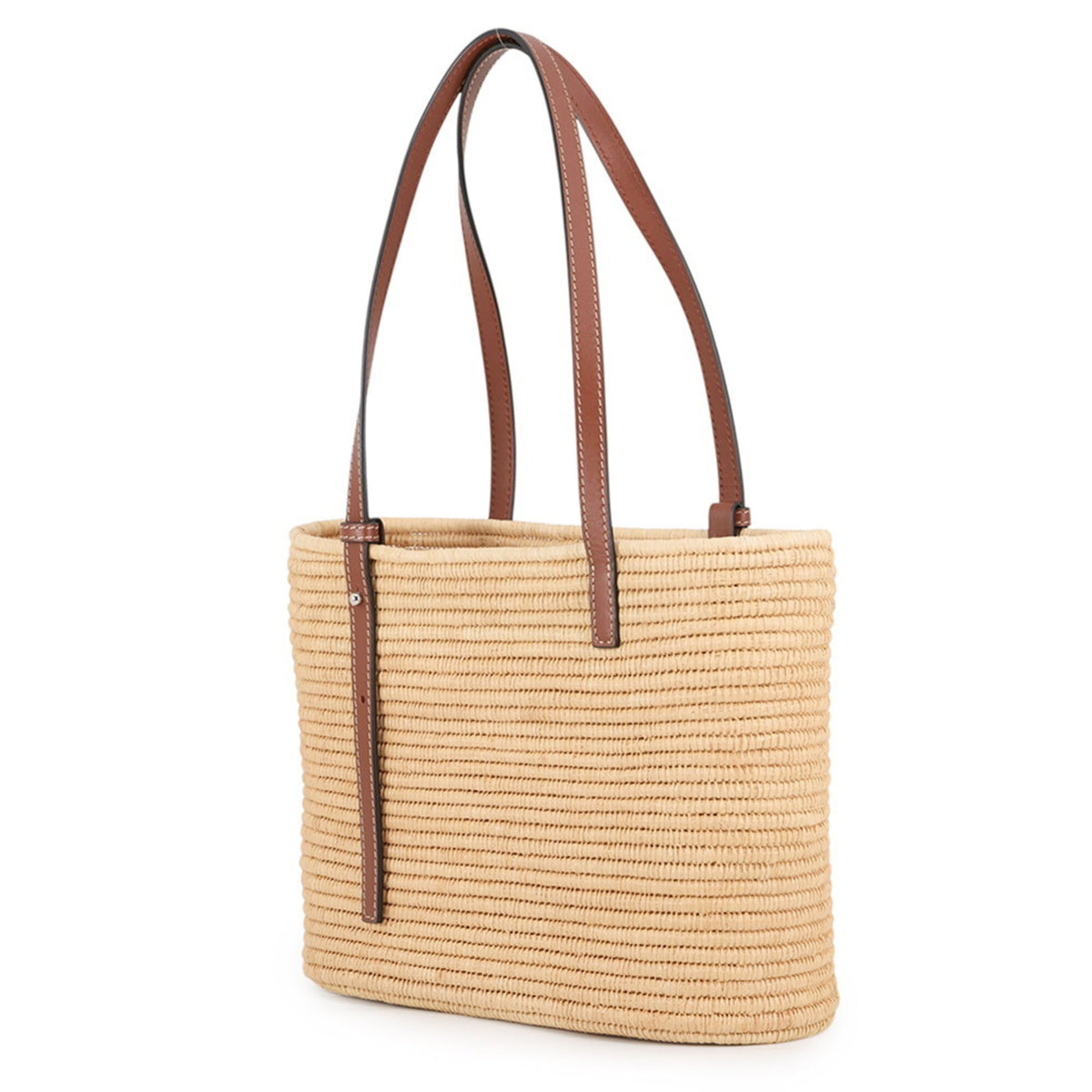 Loewe Silver Raffia Leather Basket Handbag Tote Bag (Pre-Owned)