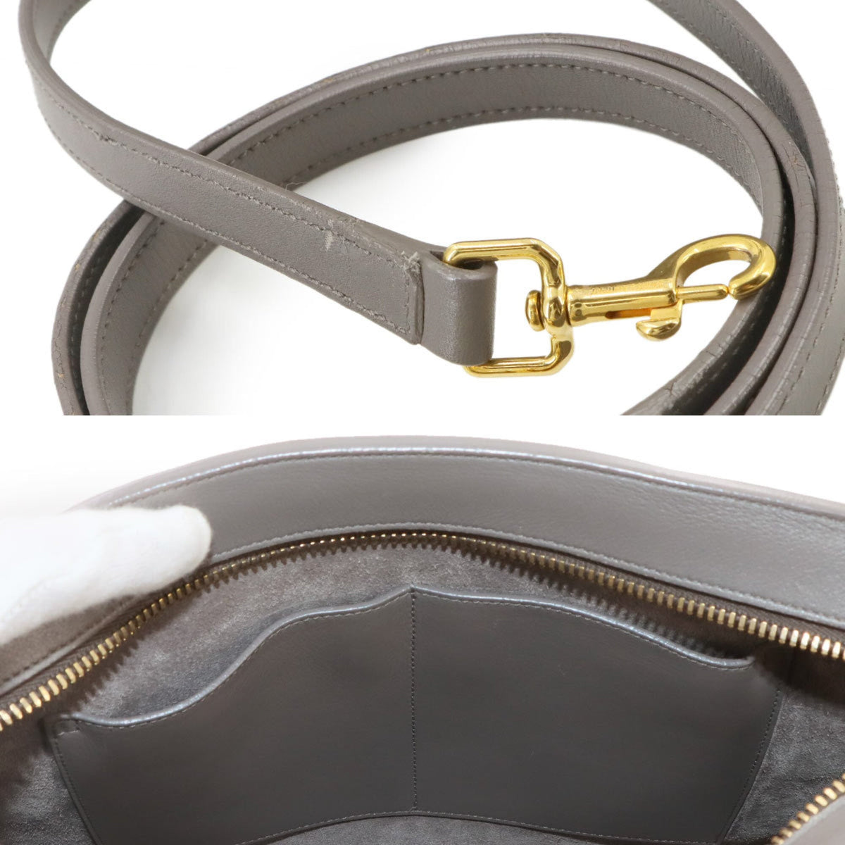 Saint Laurent Gray Leather Handbag (Pre-Owned)