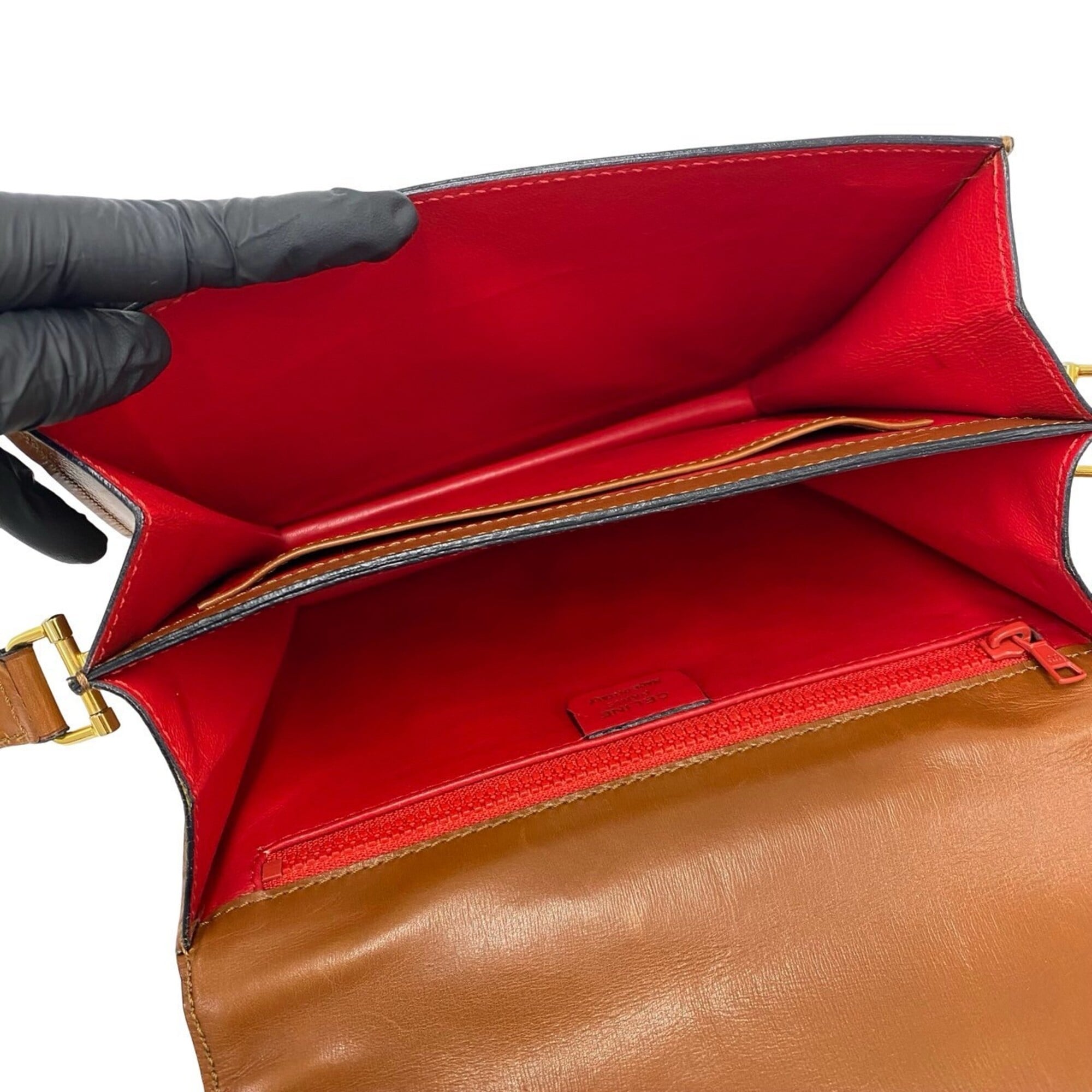 Celine Brown Leather Pochette Shoulder Bag (Pre-Owned)