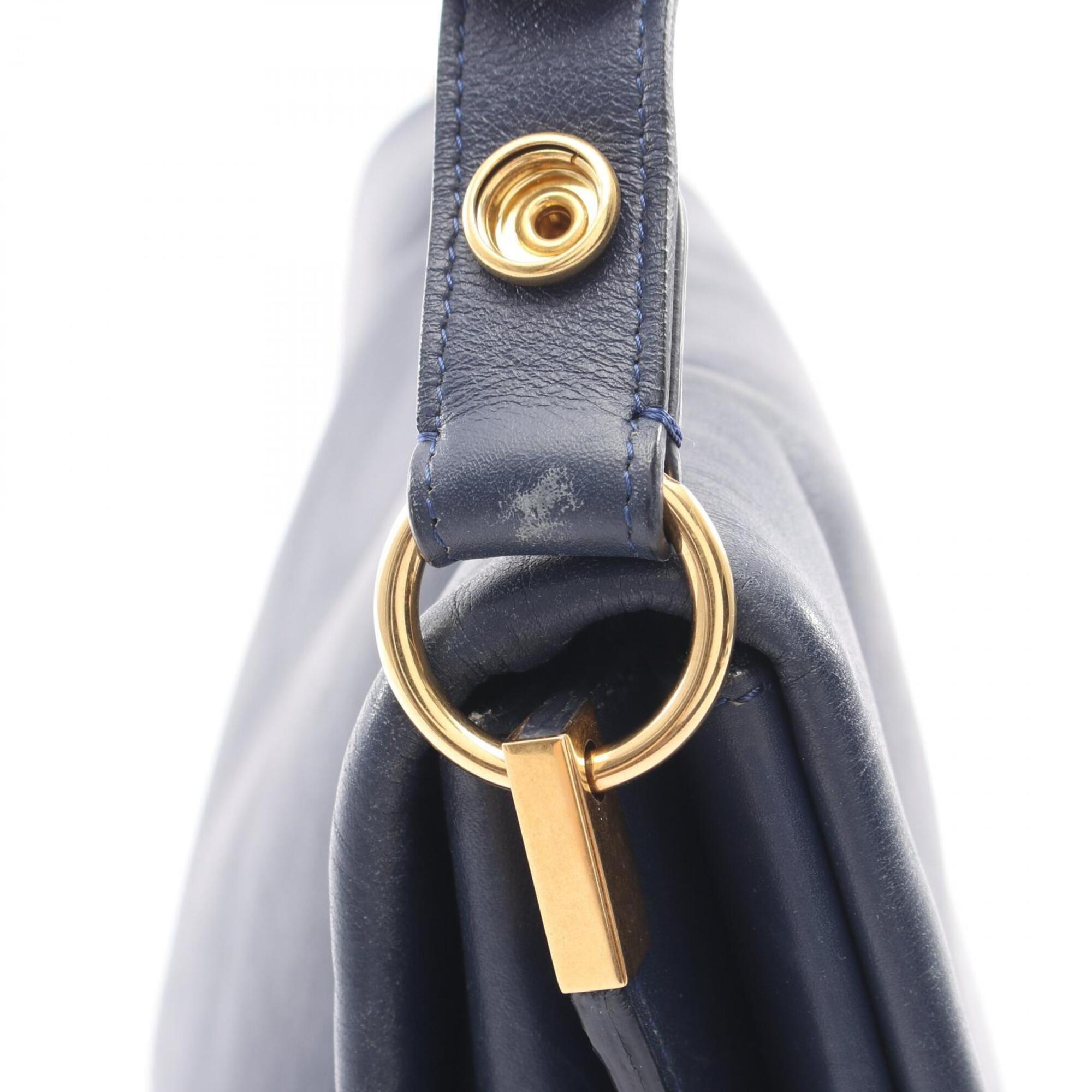 Celine Navy Leather Handbag Shoulder Bag (Pre-Owned)