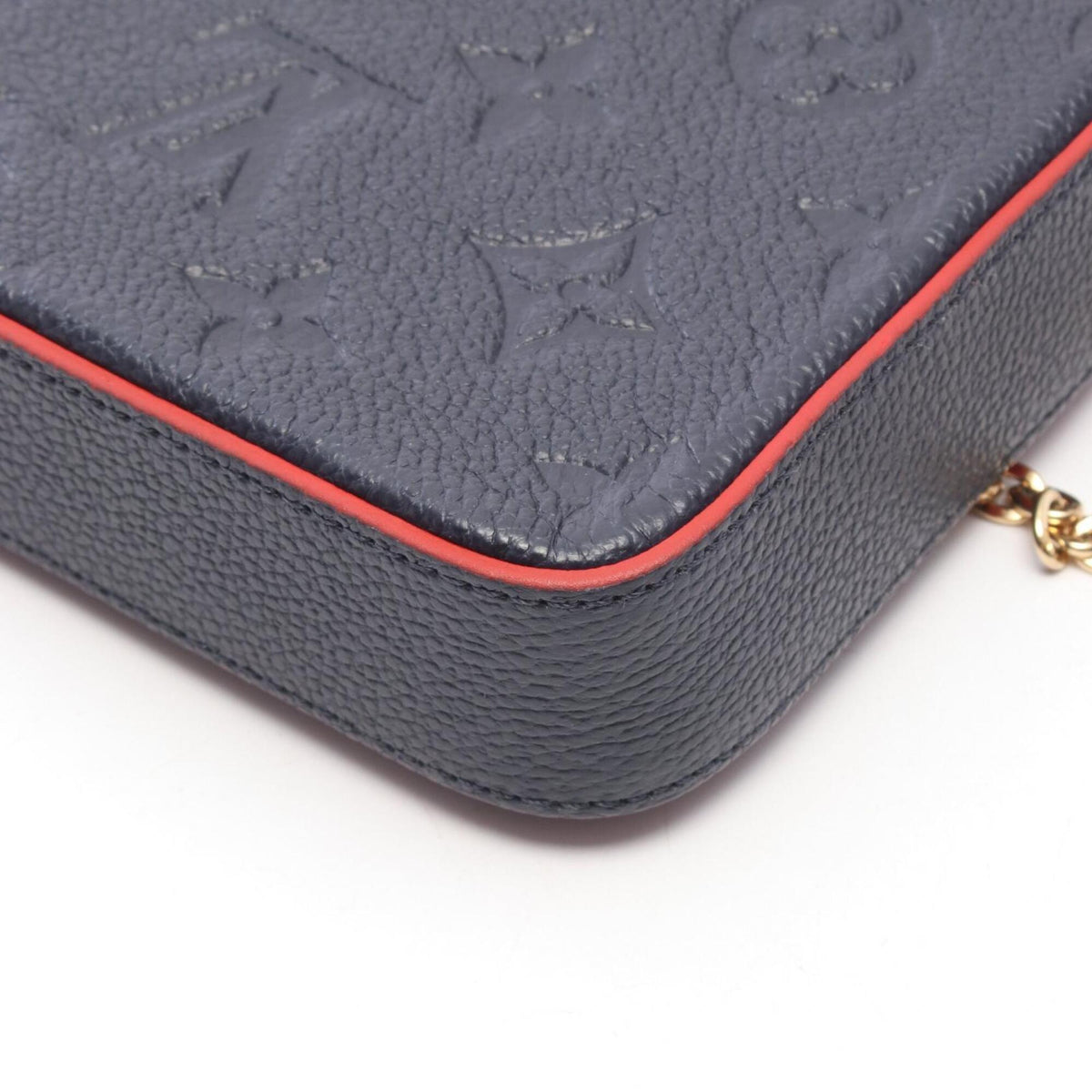 Louis Vuitton Navy Red Color Leather Handbag Pochette Shoulder Bag (Pre-Owned)