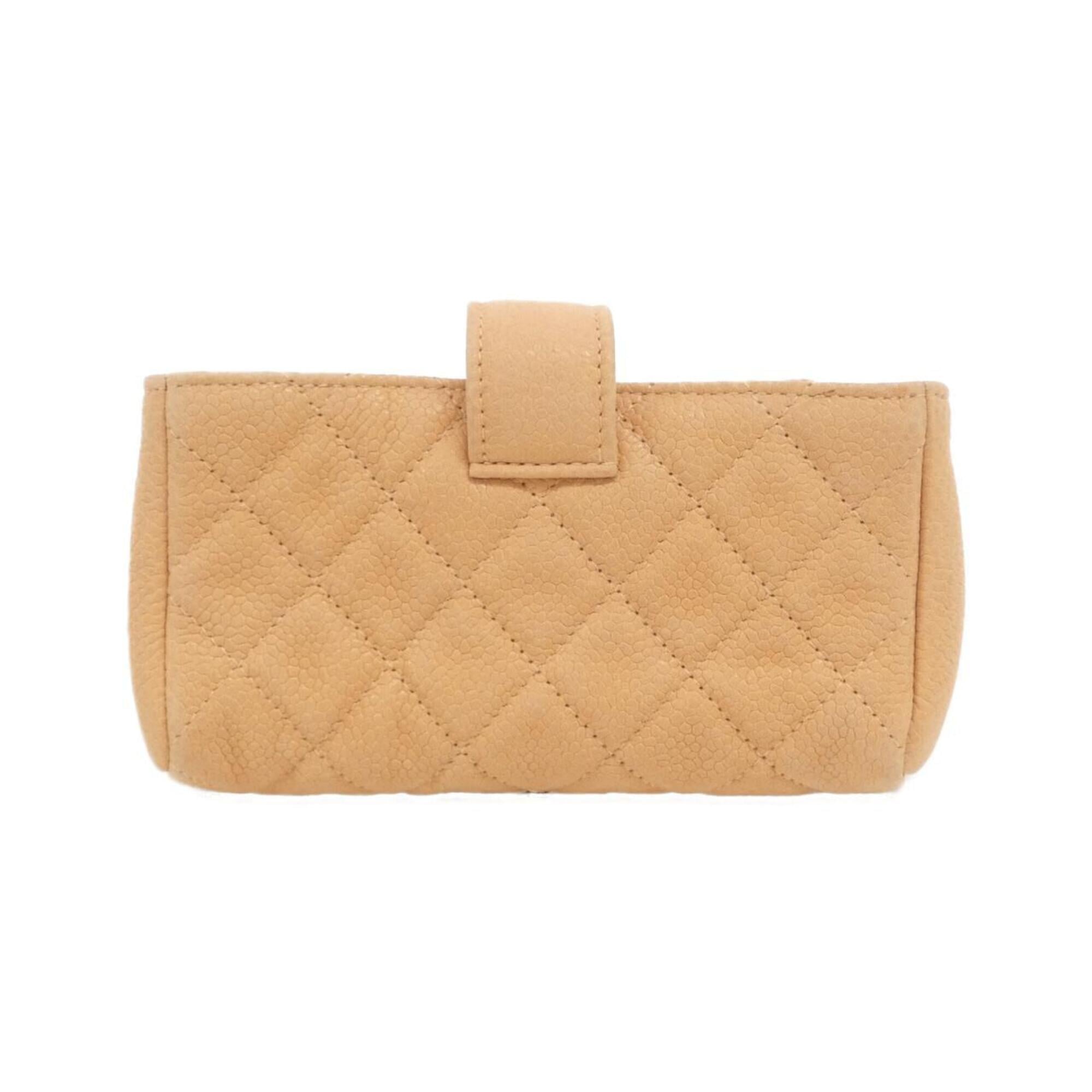 Chanel Orange Grained Calfskin Handbag Pouch (Pre-Owned)
