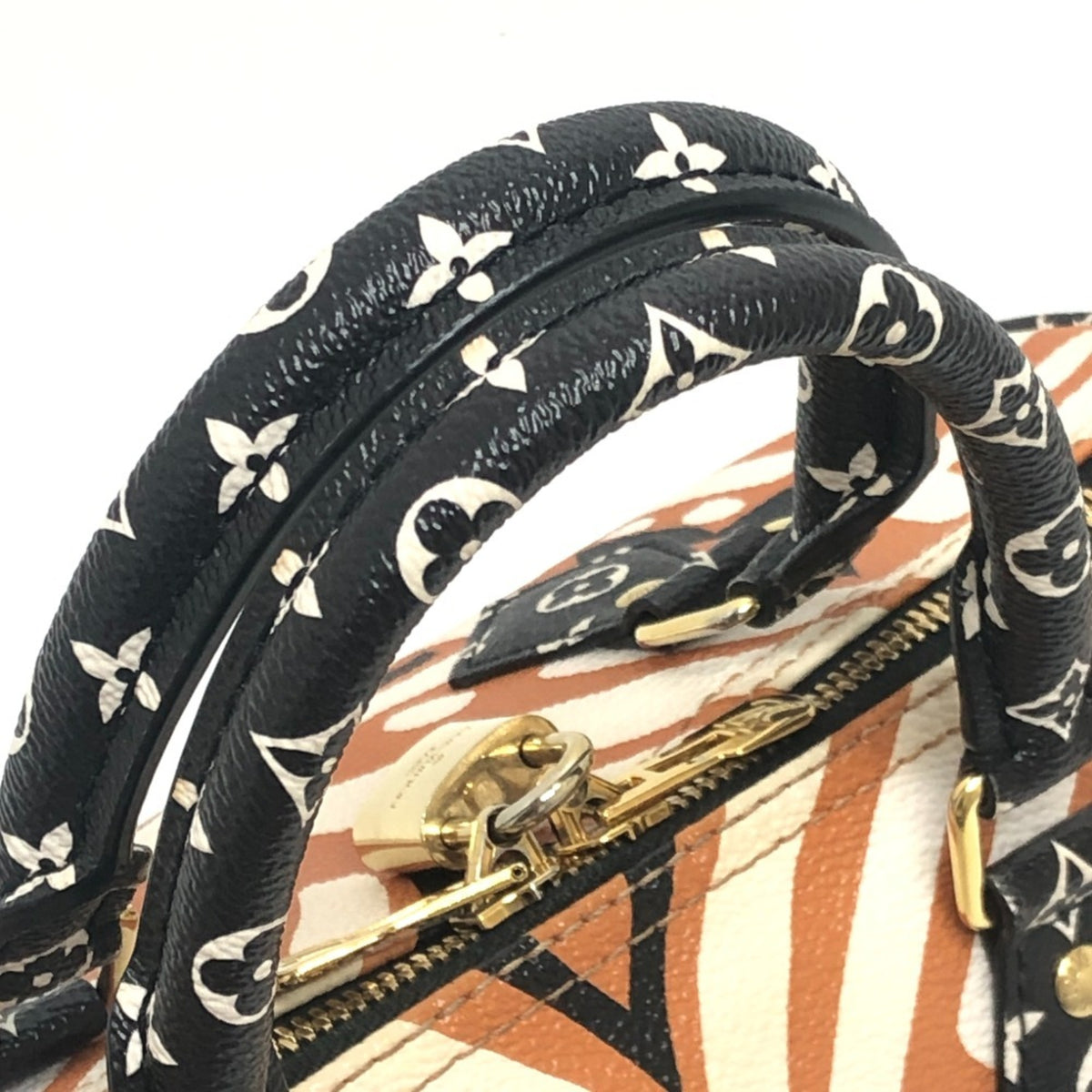 Louis Vuitton Brown White Leather Pvc Boston Bag (Pre-Owned)