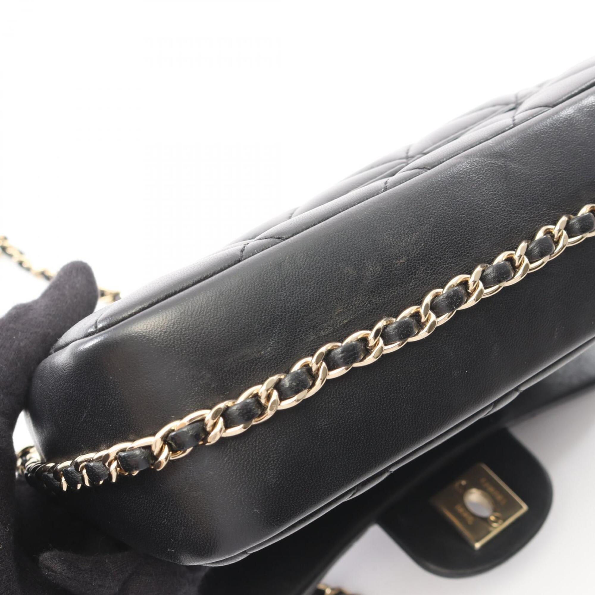 Chanel Black Leather Handbag Shoulder Bag (Pre-Owned)