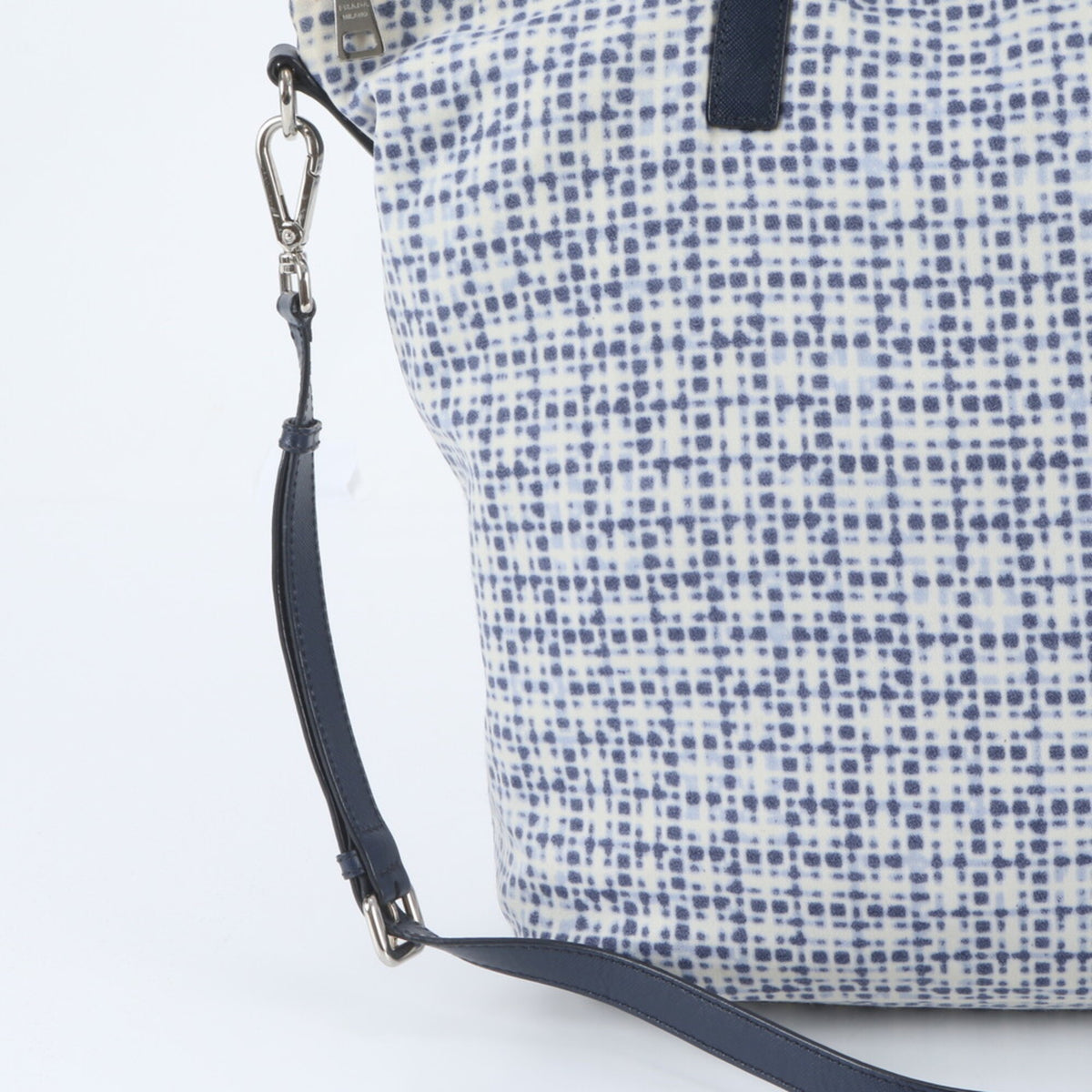 Prada Blue Leather Nylon Shoulder Bag Tote Bag (Pre-Owned)