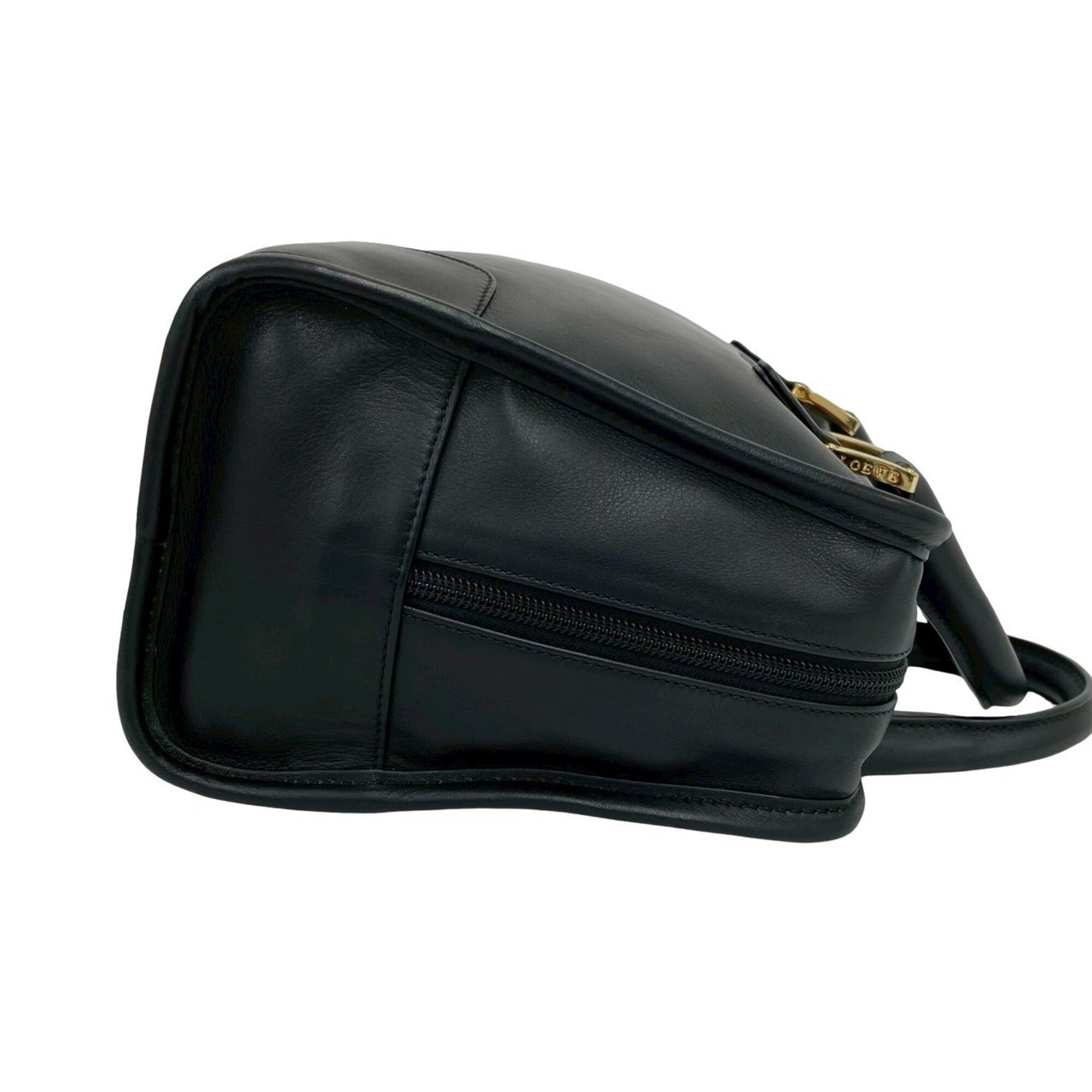 Loewe Black Leather Boston Bag Handbag (Pre-Owned)