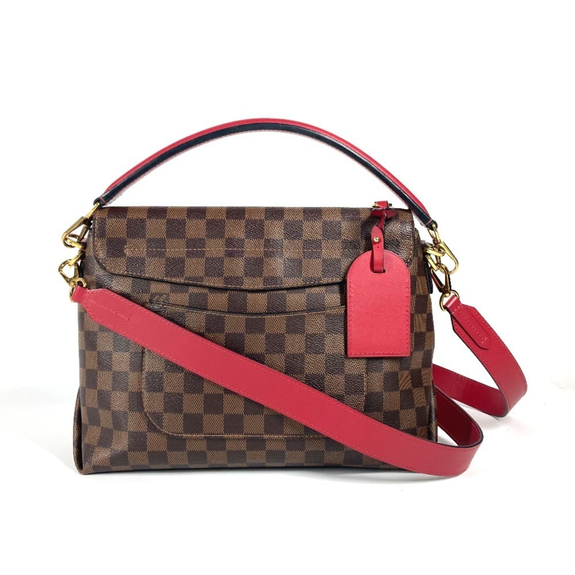 Louis Vuitton Brown Damier Canvas Ebene Galle Red Color Damier Canvas Handbag Shoulder Bag Tote Bag (Pre-Owned)