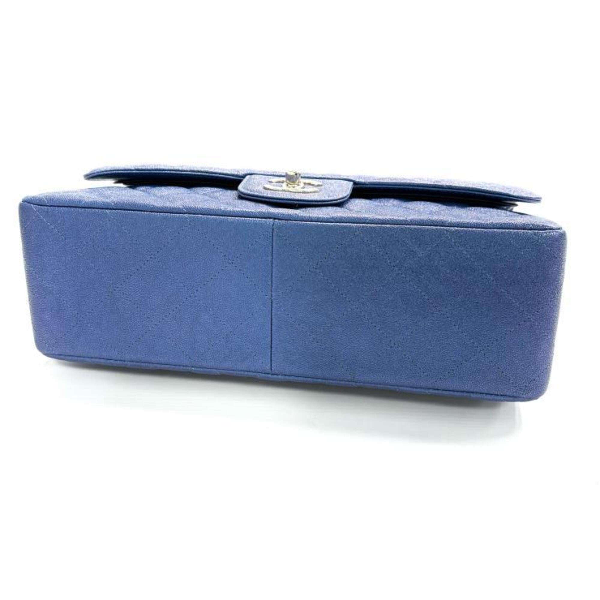 Chanel Blue Grained Calfskin Shoulder Bag (Pre-Owned)