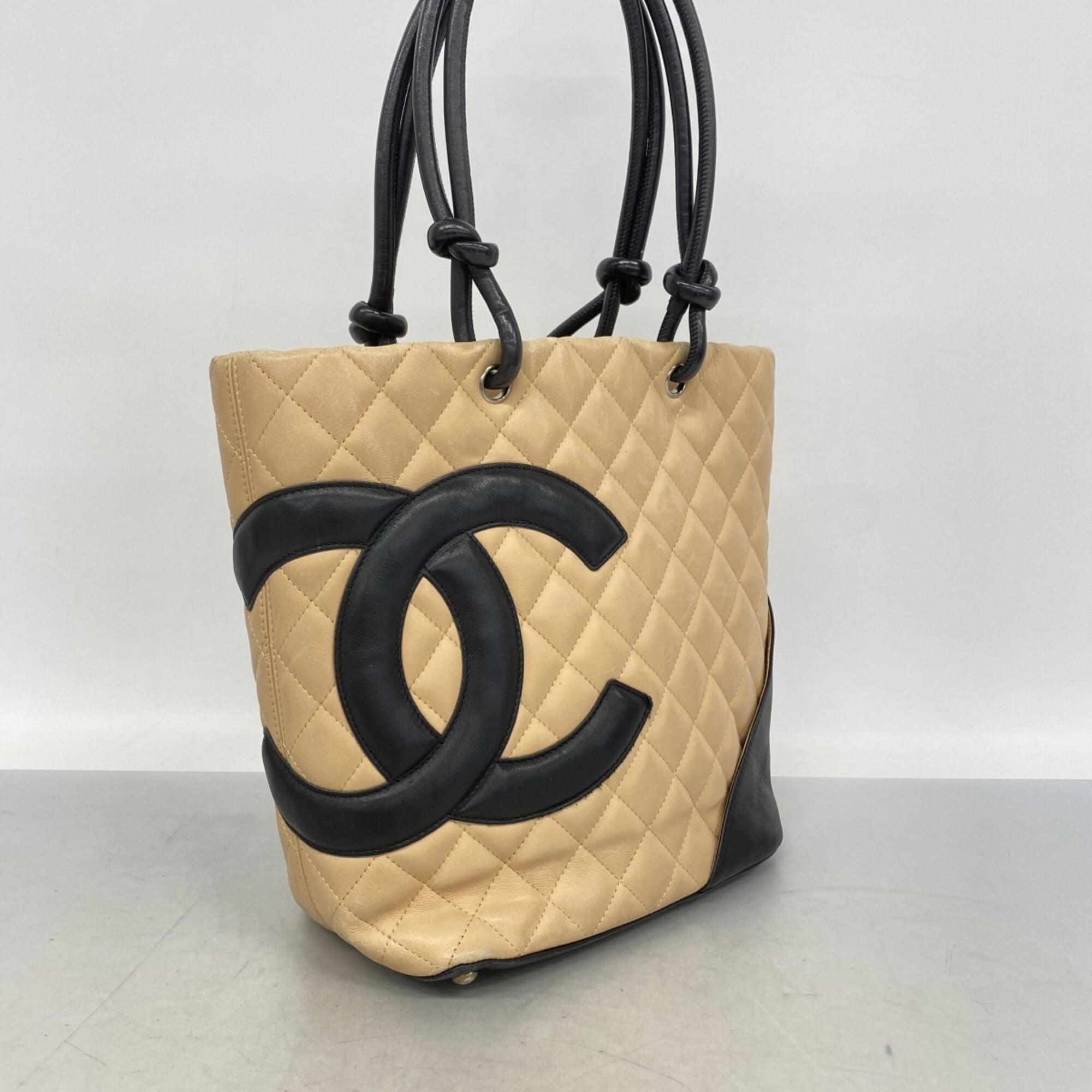 Chanel Black Brown Leather Tote Bag (Pre-Owned)