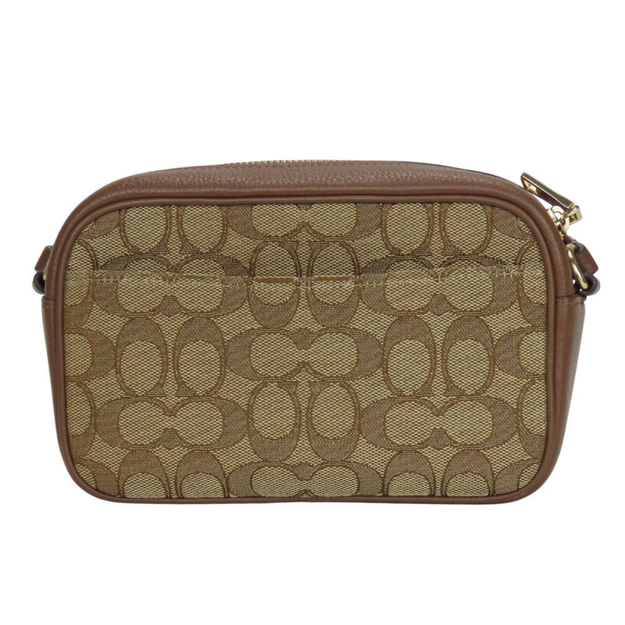 Coach Bordeaux Brown Canvas Leather Pochette Shoulder Bag (Pre-Owned)