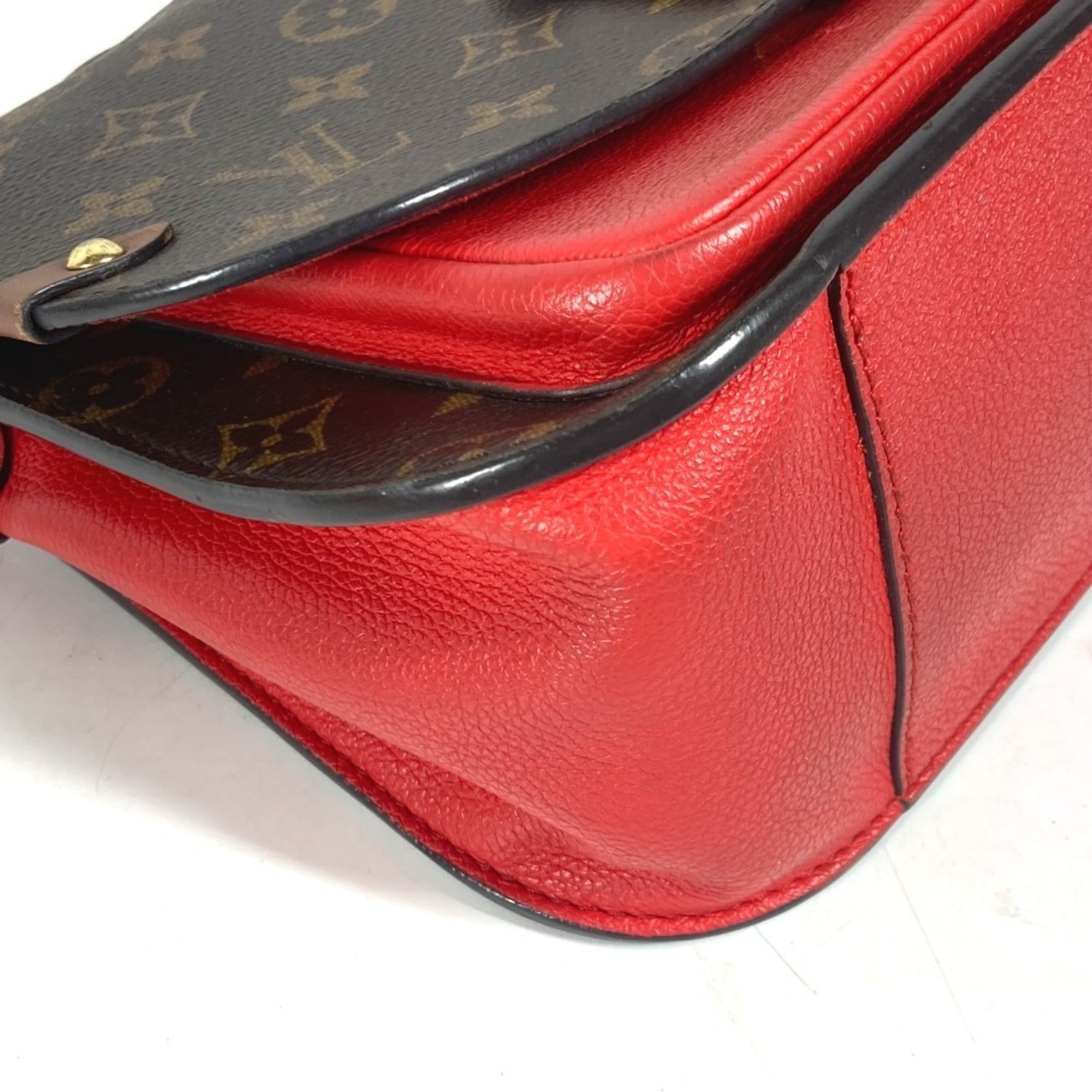 Louis Vuitton Brown Red Color Monogram Handbag Shoulder Bag Tote Bag (Pre-Owned)