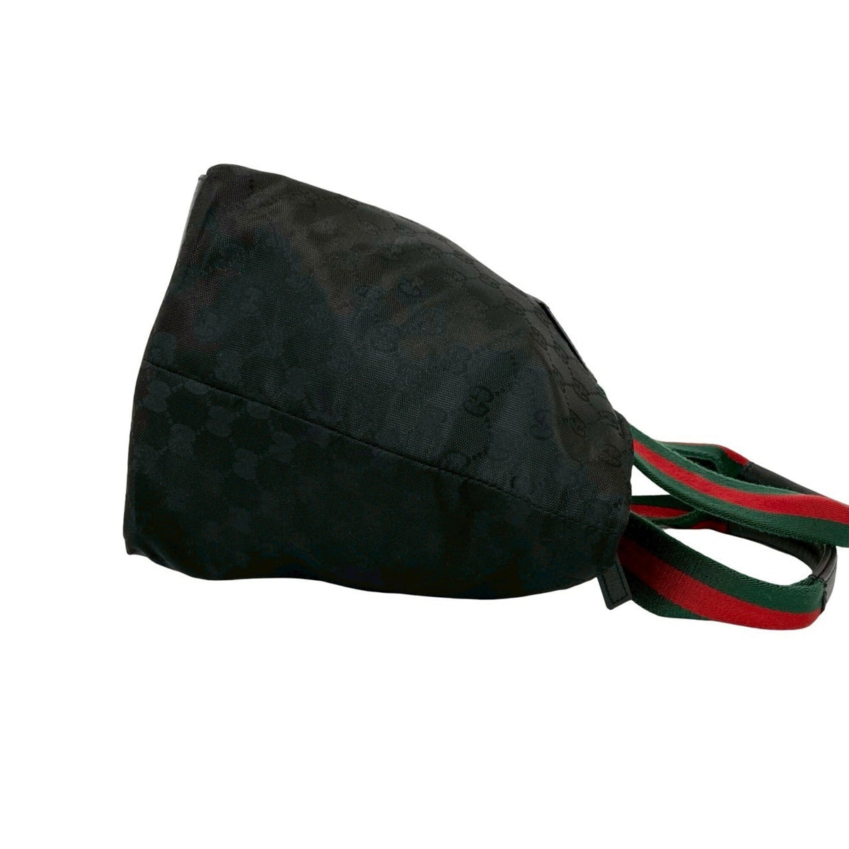 Gucci Black Green Red Color Leather Nylon Canvas Handbag Tote Bag (Pre-Owned)