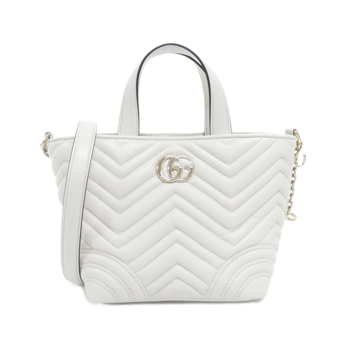 Gucci White Leather Handbag Tote Bag (Pre-Owned)
