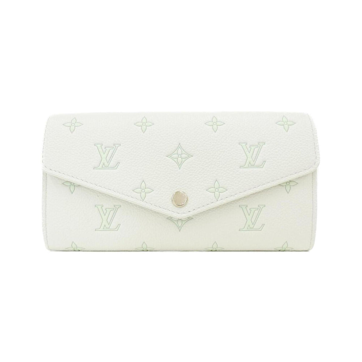 Louis Vuitton Green White Leather Long Wallet (Bi-Fold) (Pre-Owned)