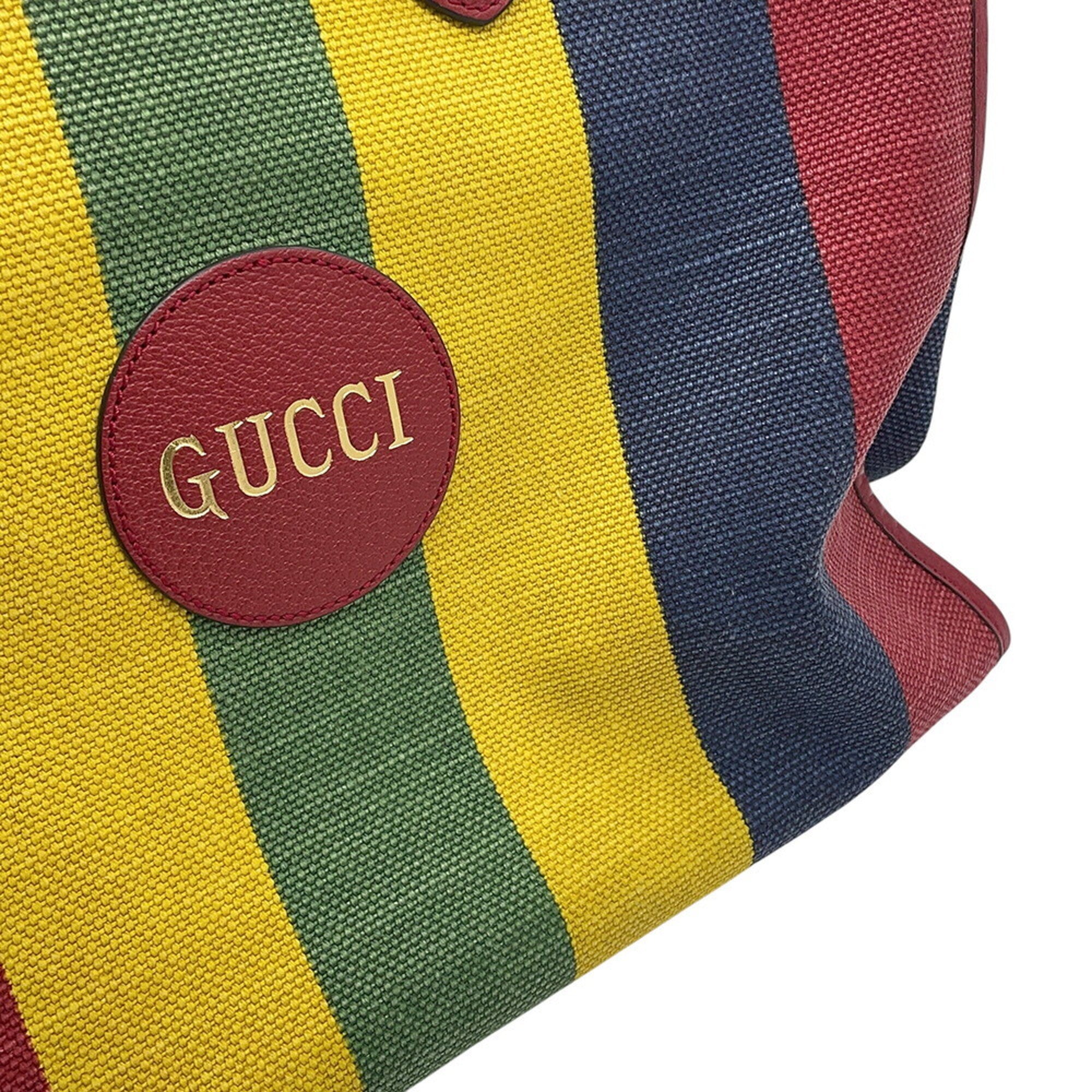 Gucci Multi-Color Red Color Leather Canvas Shoulder Bag Tote Bag (Pre-Owned)