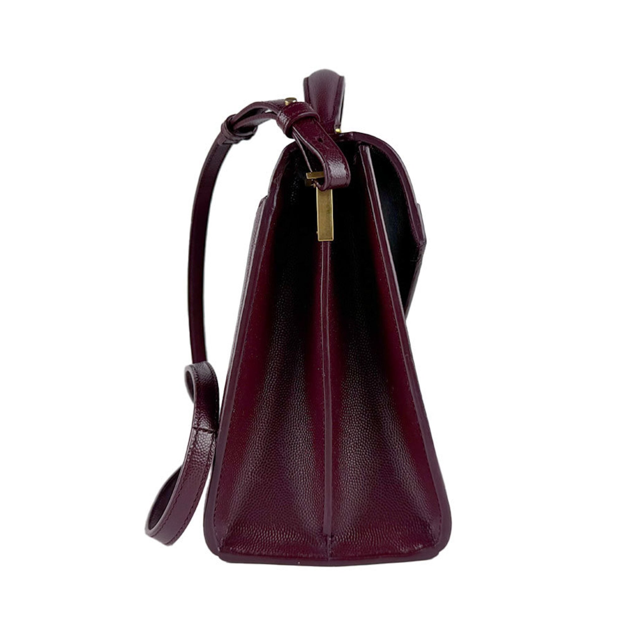 Saint Laurent Bordeaux Leather Handbag Shoulder Bag (Pre-Owned)