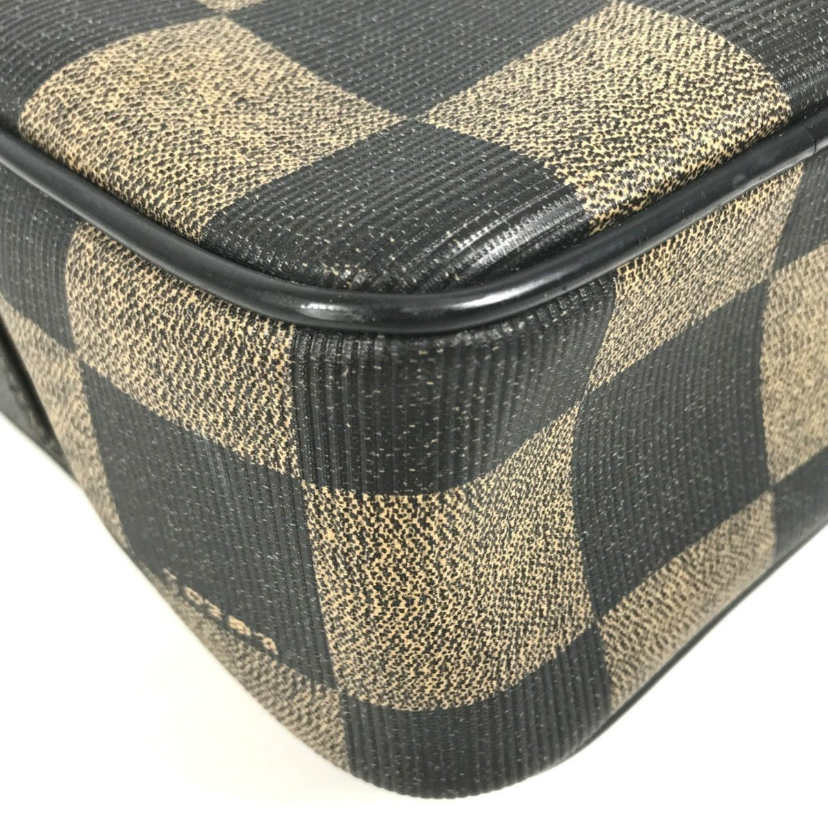 Fendi Pequin Black Khaki Pvc Leather Shoulder Bag (Pre-Owned)