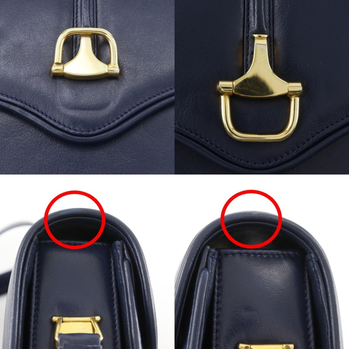 Gucci Navy Leather Shoulder Bag (Pre-Owned)