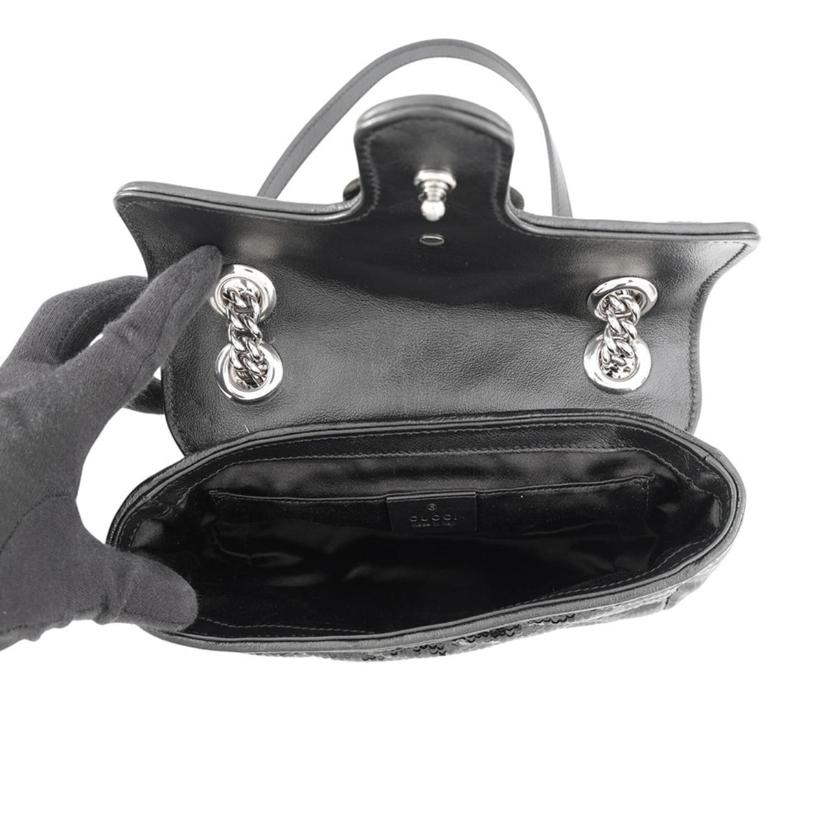 Gucci Black Spangles Leather Shoulder Bag (Pre-Owned)