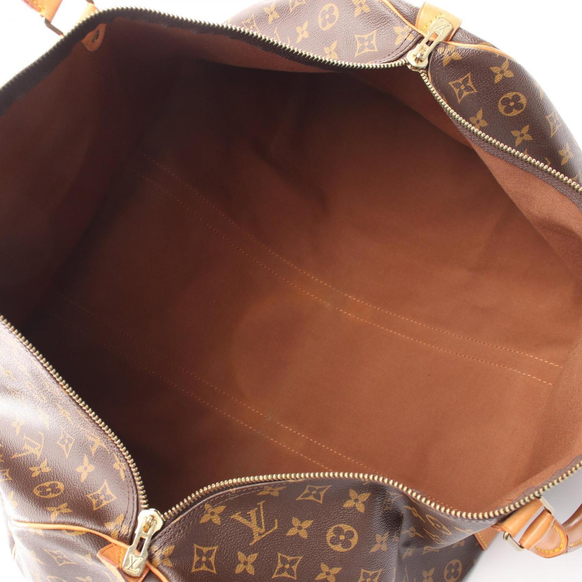 Louis Vuitton Brown Monogram Coated Canvas Monogram Leather Boston Bag Handbag (Pre-Owned)