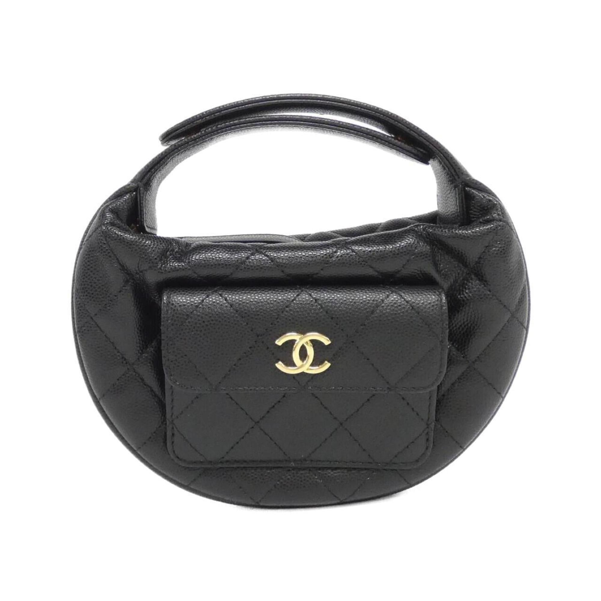 Chanel Black Caviar Leather Handbag (Pre-Owned)