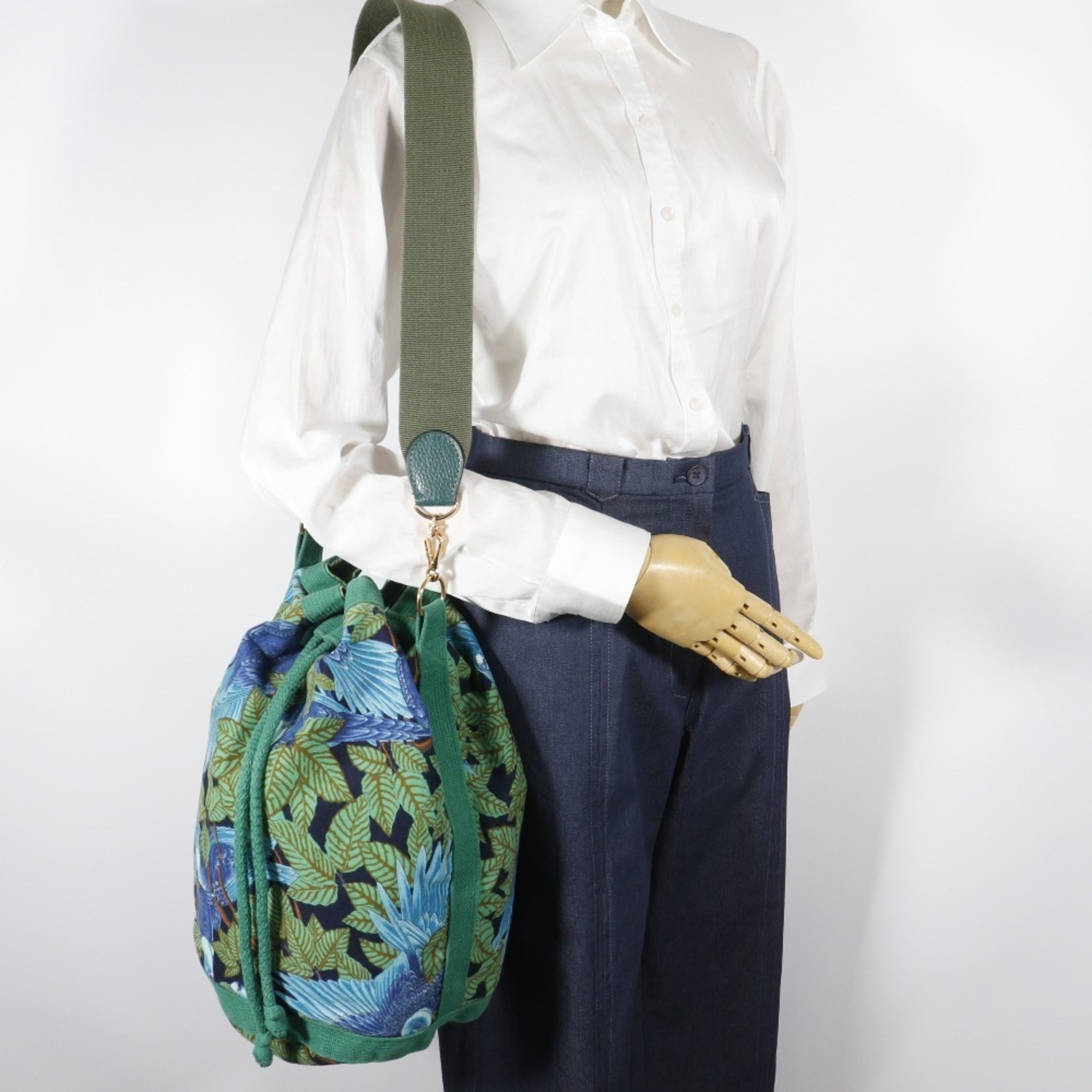 Hermes Green Cotton Shoulder Bag (Pre-Owned)