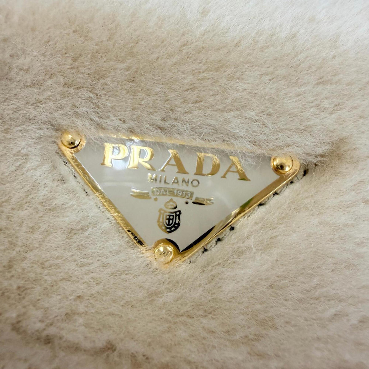 Prada Beige Leather Pouch Shoulder Bag (Pre-Owned)