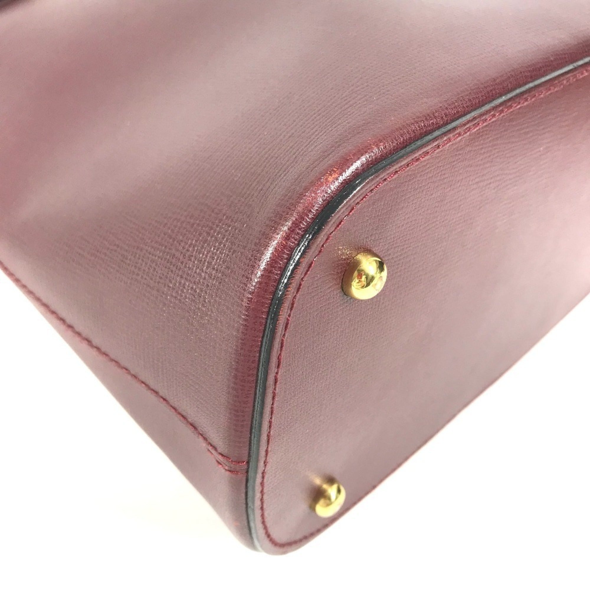 Cartier Bordeaux Leather Handbag Shoulder Bag Tote Bag (Pre-Owned)