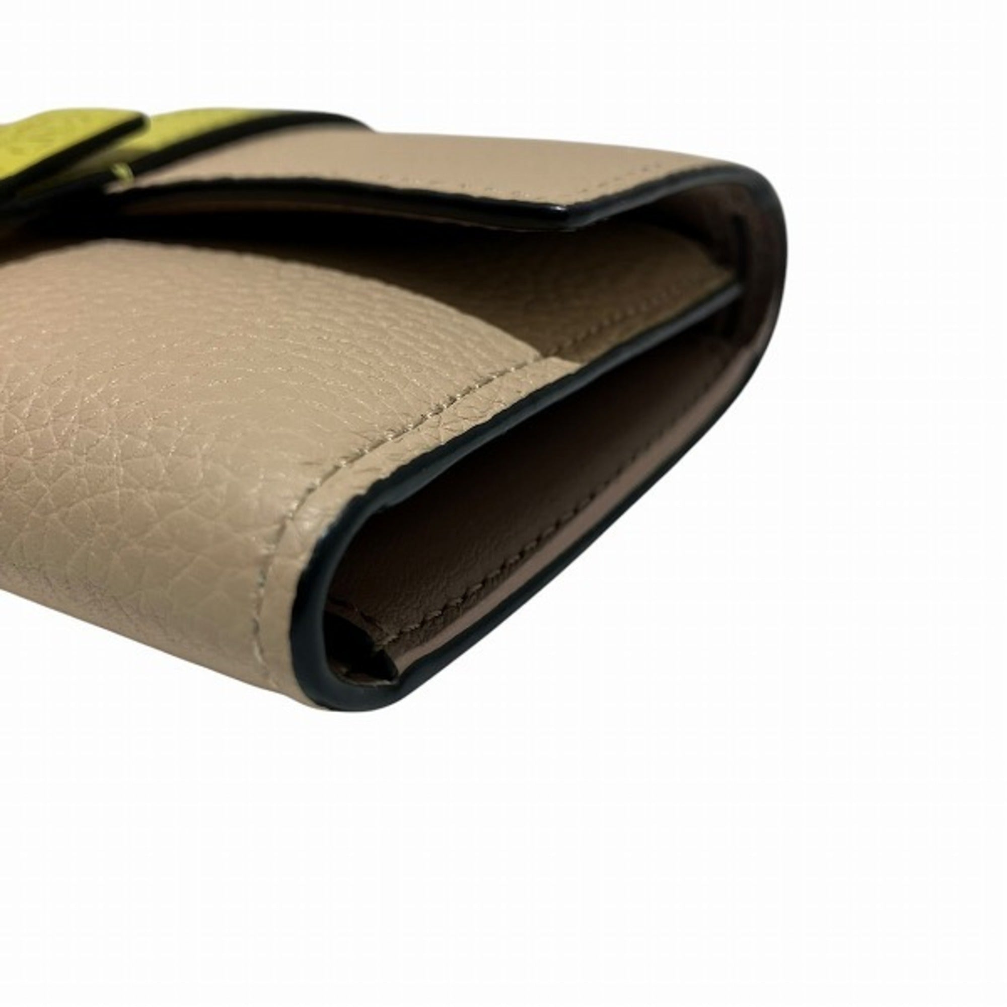 Loewe Beige Lime Yellow Leather Wallet (Tri-Fold) (Pre-Owned)