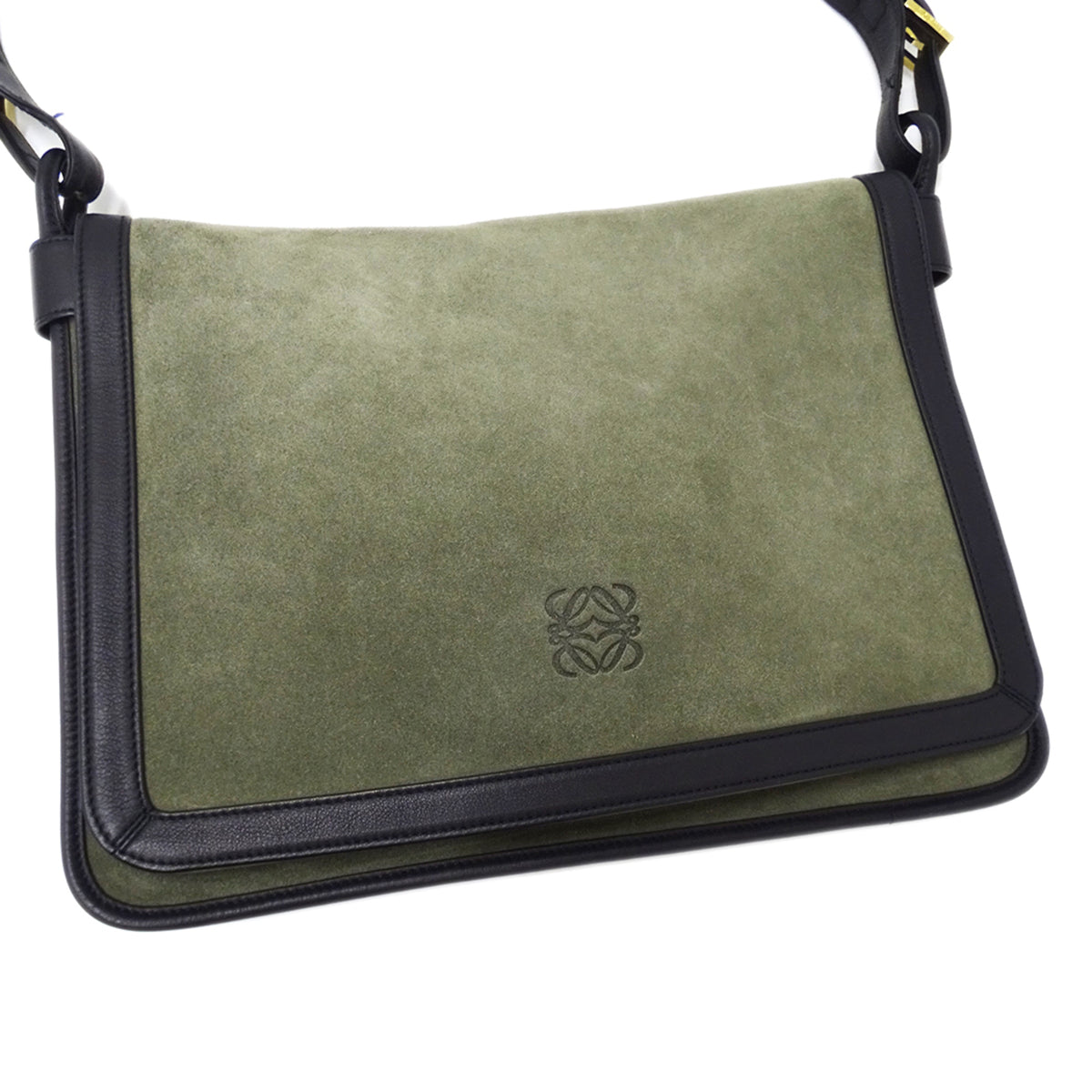 Loewe Black Green Suede Handbag Shoulder Bag (Pre-Owned)