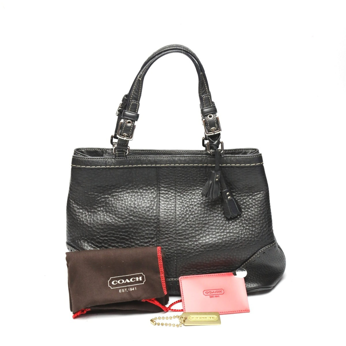Coach Black Leather Handbag (Pre-Owned)