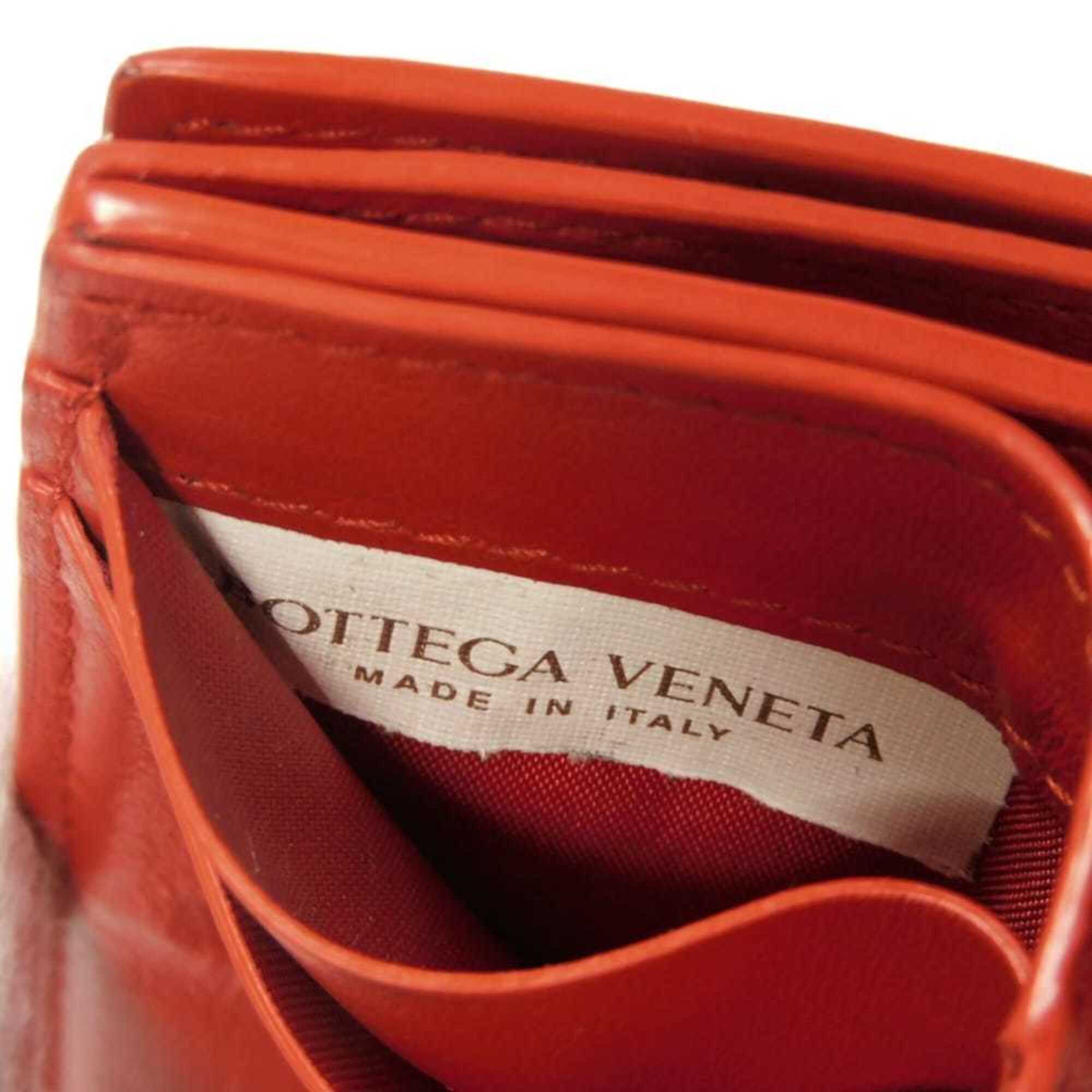 Bottega Veneta Red Color Leather Wallet (Tri-Fold) (Pre-Owned)