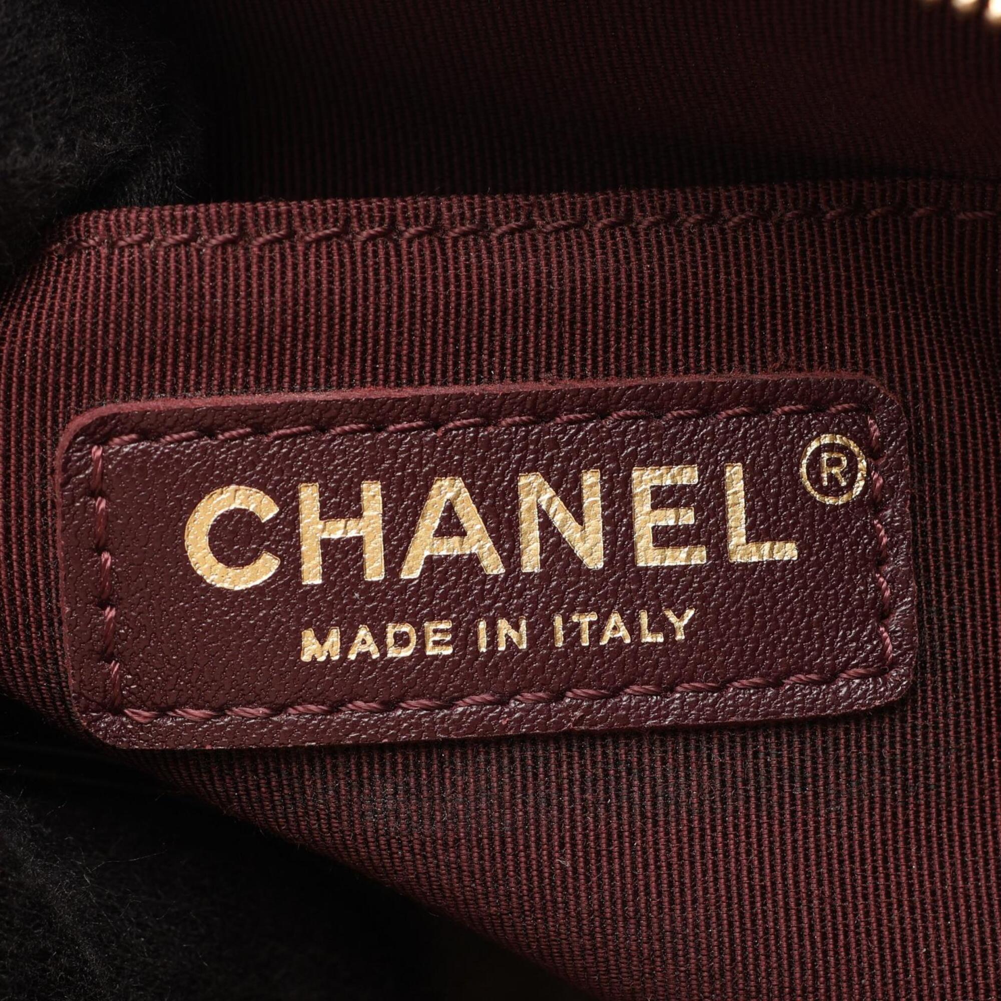 Chanel Black Bordeaux Leather Canvas Handbag Shoulder Bag (Pre-Owned)