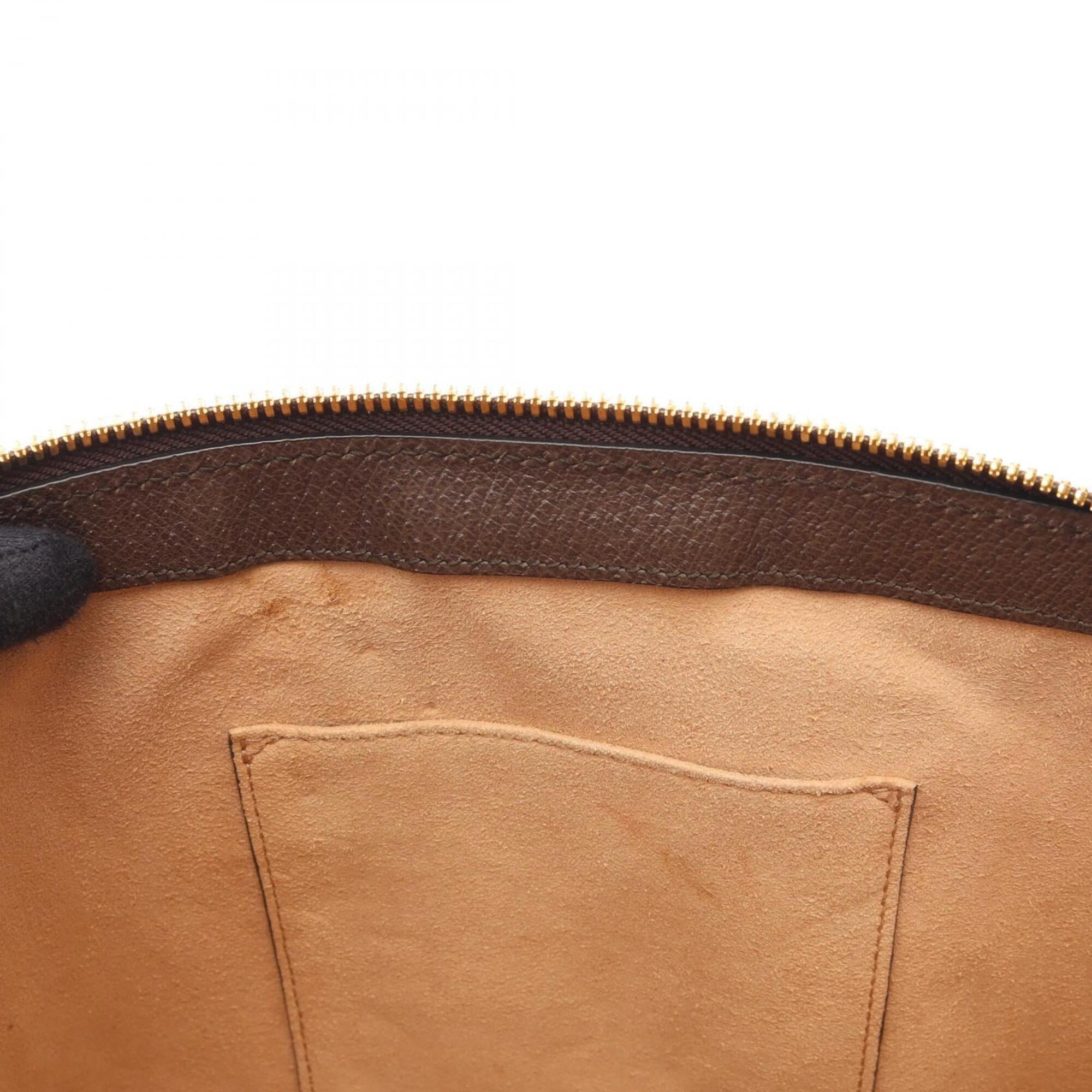 Gucci Beige Brown Coated Canvas Leather Handbag Tote Bag (Pre-Owned)