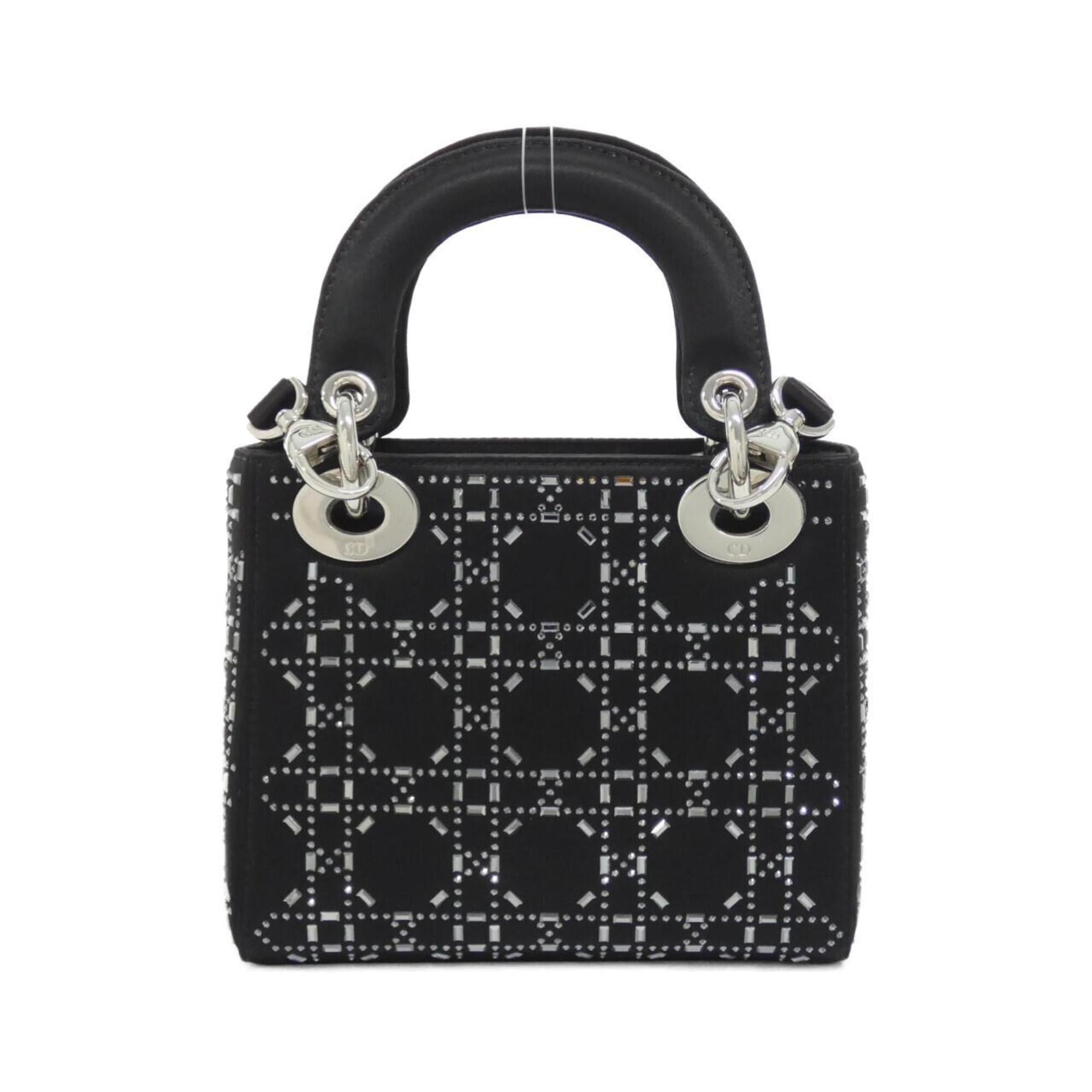 Christian Dior Black White Satin Handbag (Pre-Owned)