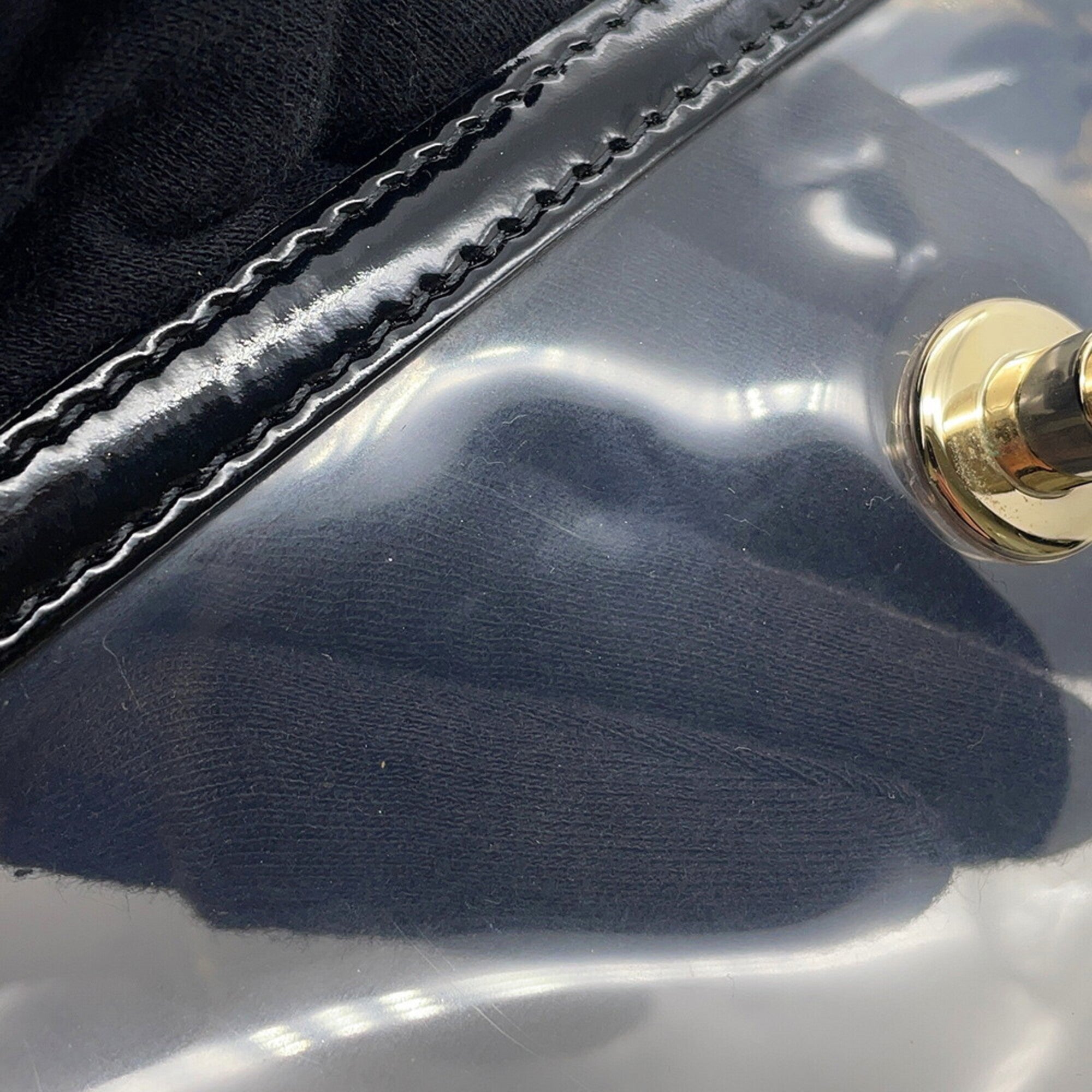 Chanel Black Clear Black Vinyl Handbag Shoulder Bag (Pre-Owned)