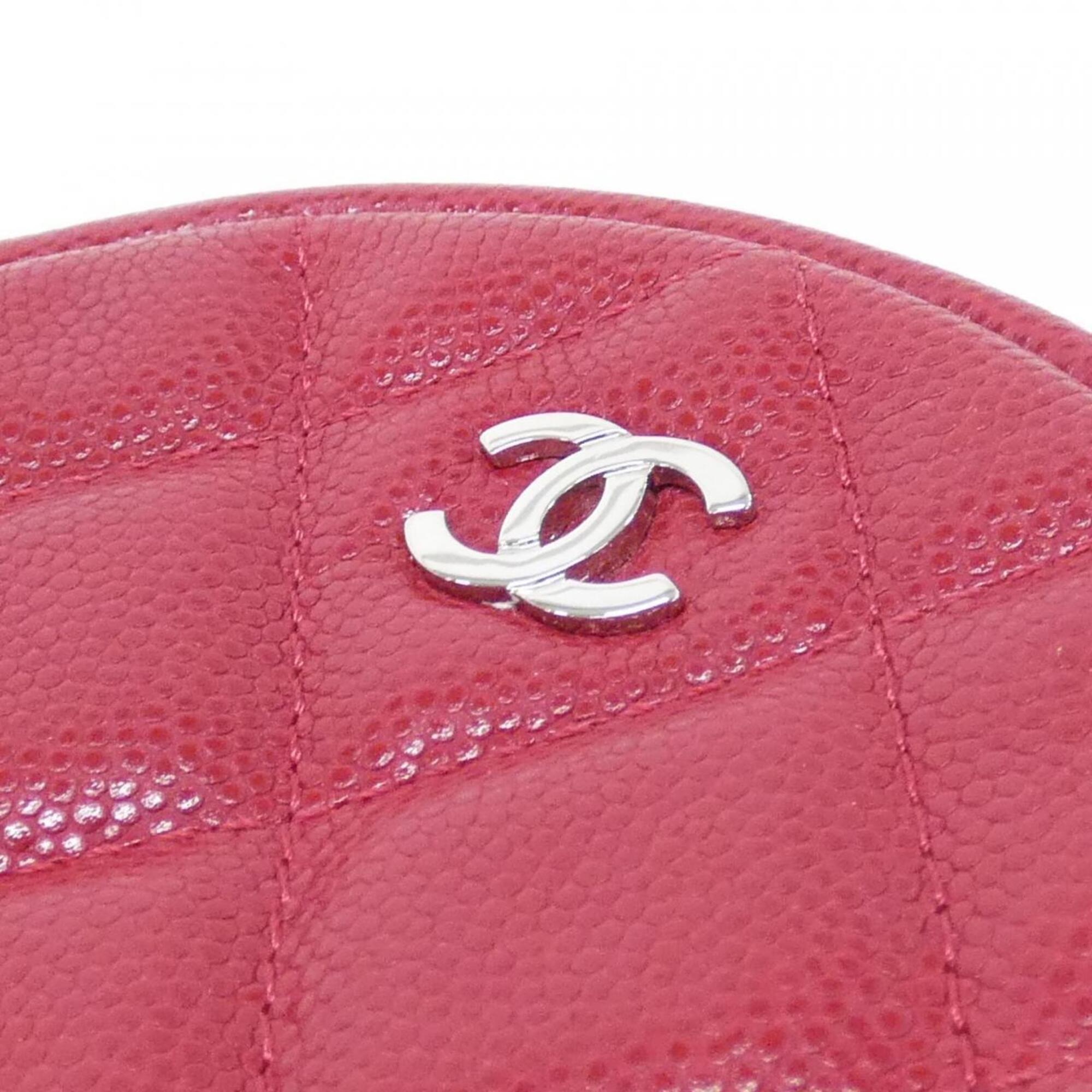Chanel Red Color Grained Calfskin Shoulder Bag (Pre-Owned)
