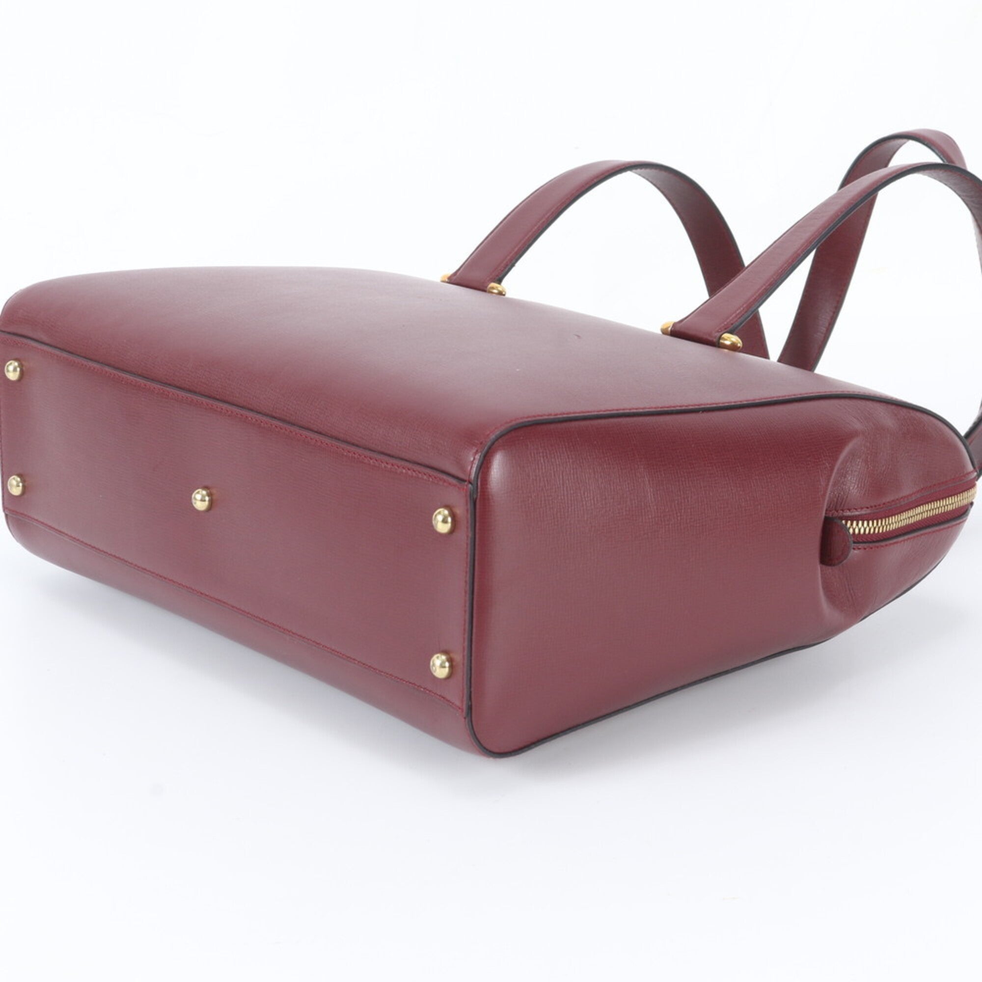 Cartier Must Wine Red Leather Handbag Tote Bag (Pre-Owned)