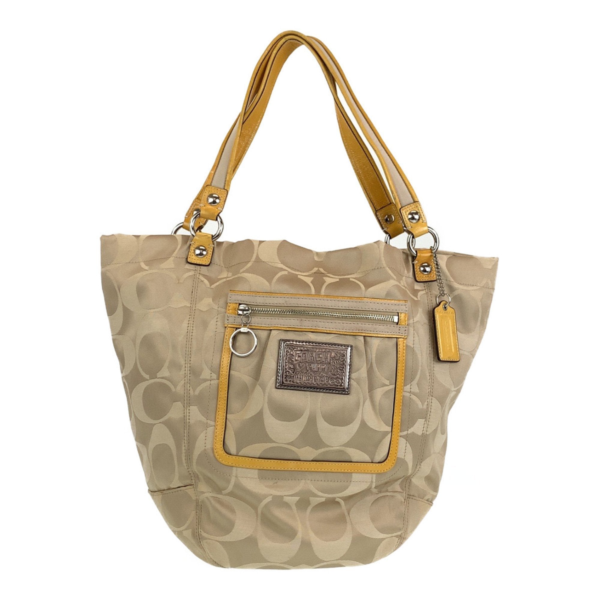 Coach Beige Leather Shoulder Bag Tote Bag (Pre-Owned)