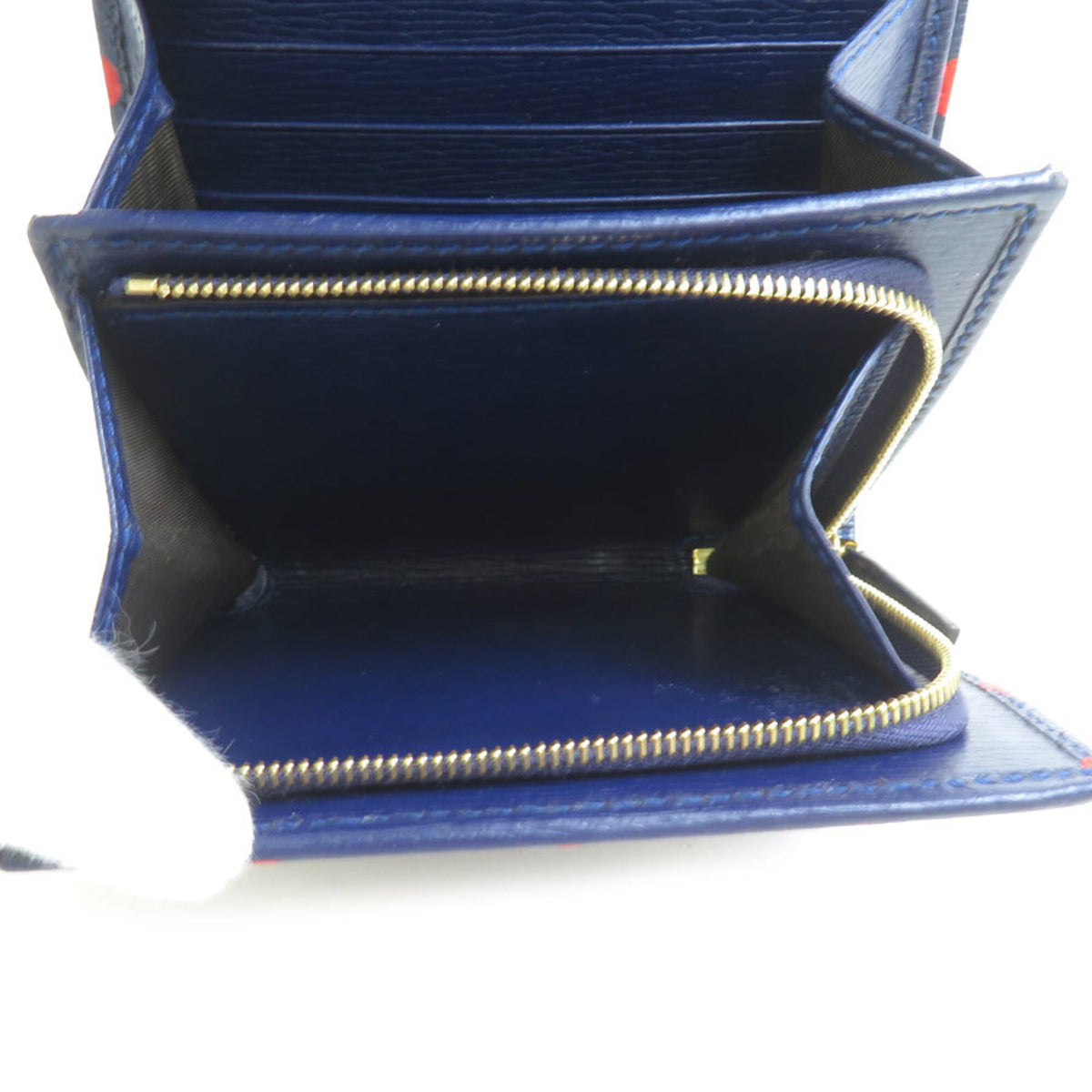 Gucci Navy Red Color Leather Wallet (Bi-Fold) (Pre-Owned)