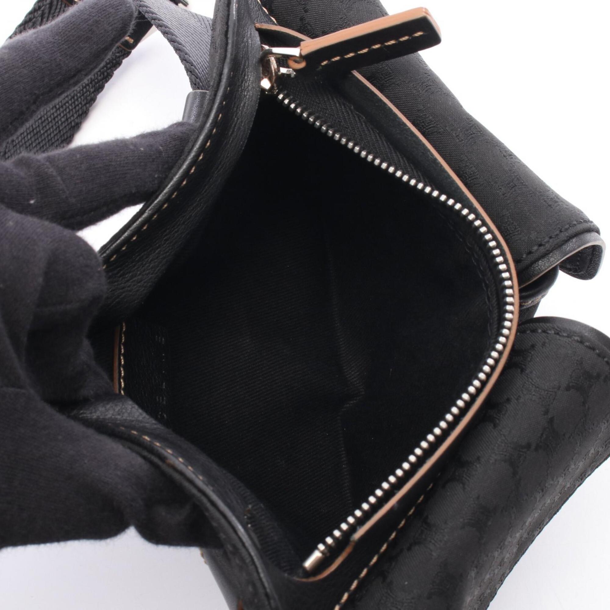Celine Black Brown Canvas Leather Fanny Pack Handbag (Pre-Owned)